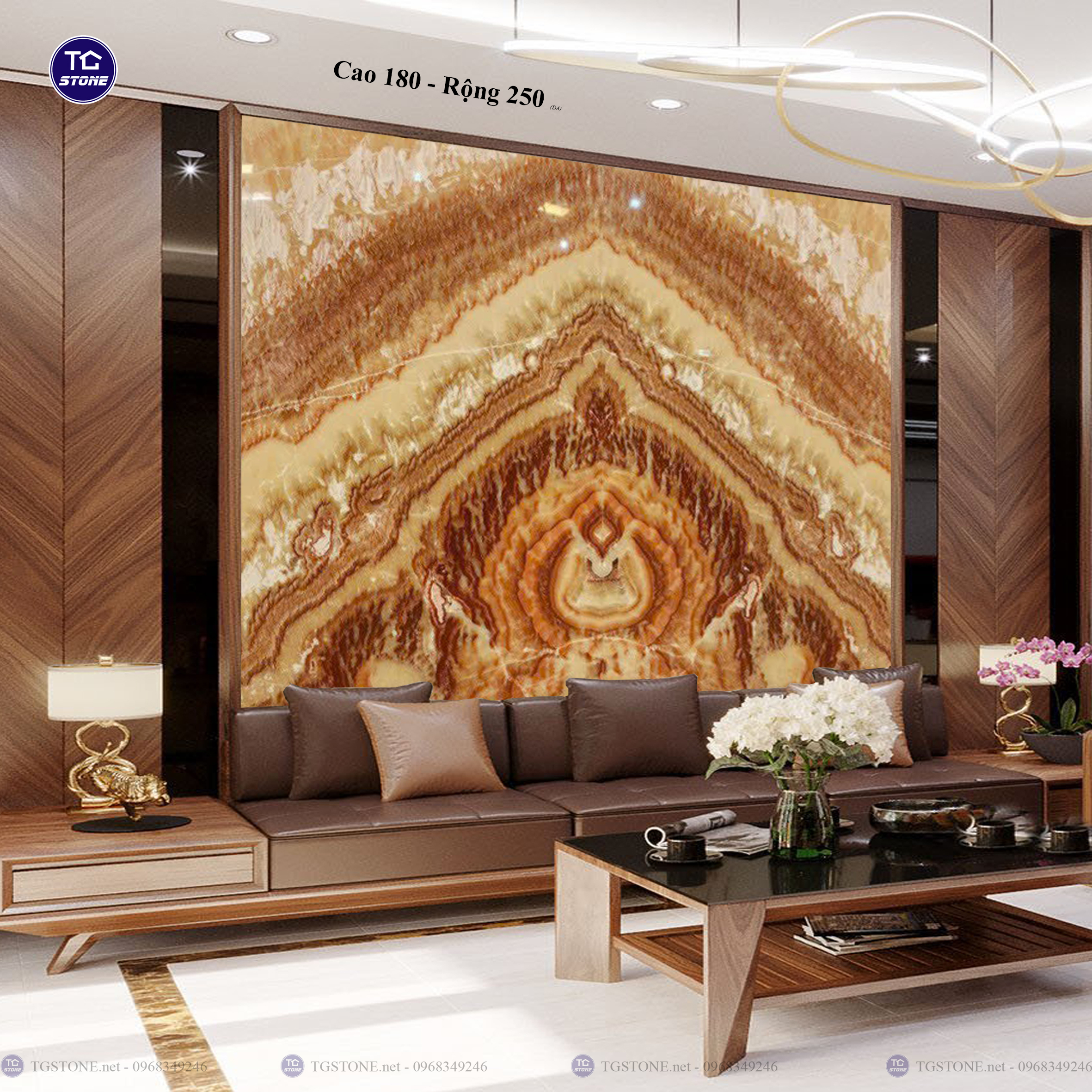 Tranh Đá Đối Xứng Tự Nhiên Xuyên Sáng Onyx 304