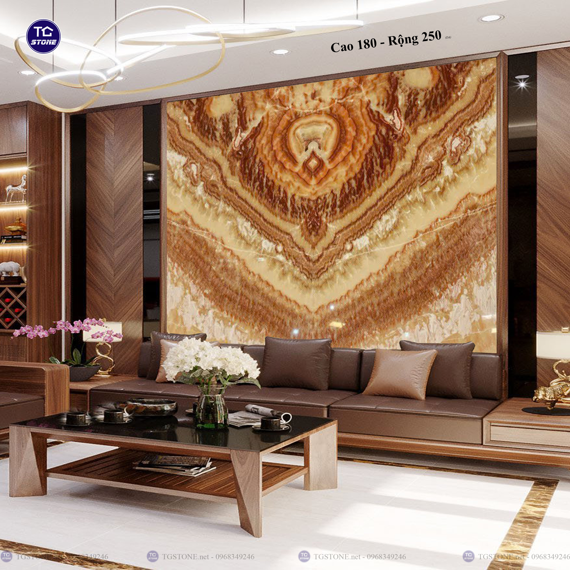 Tranh Đá Đối Xứng Tự Nhiên Xuyên Sáng Onyx 305