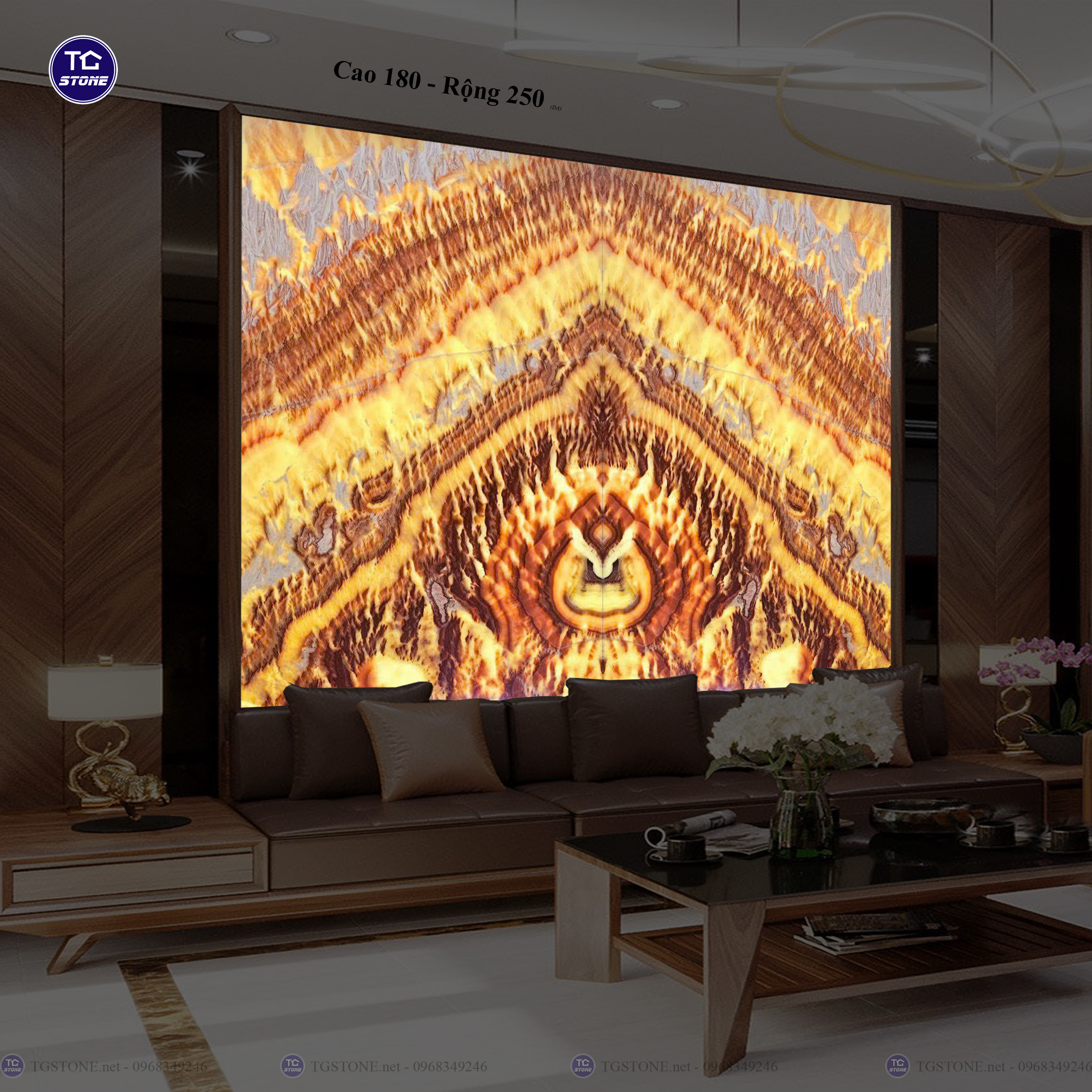 Tranh Đá Đối Xứng Tự Nhiên Xuyên Sáng Onyx 306