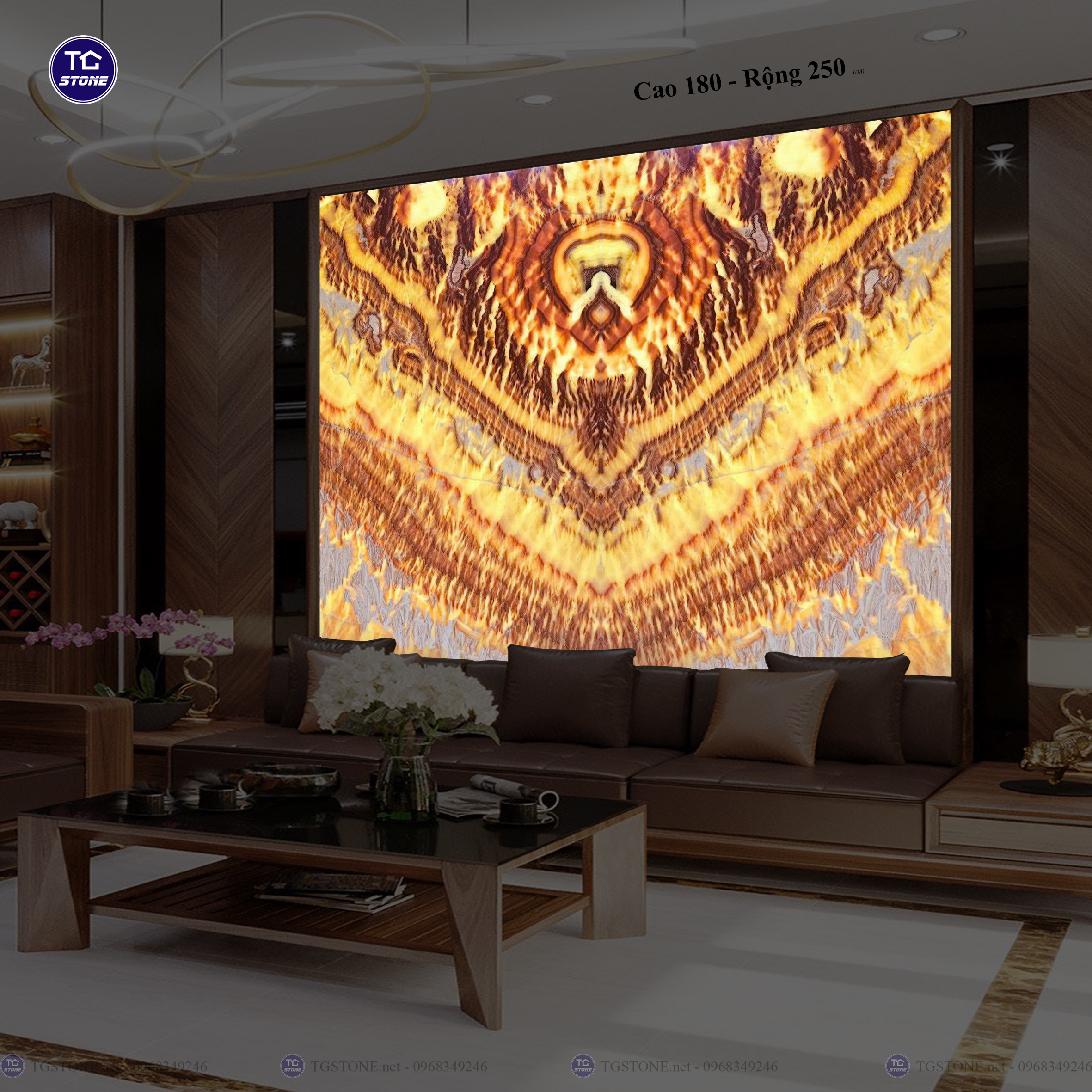 Tranh Đá Đối Xứng Tự Nhiên Xuyên Sáng Onyx 307