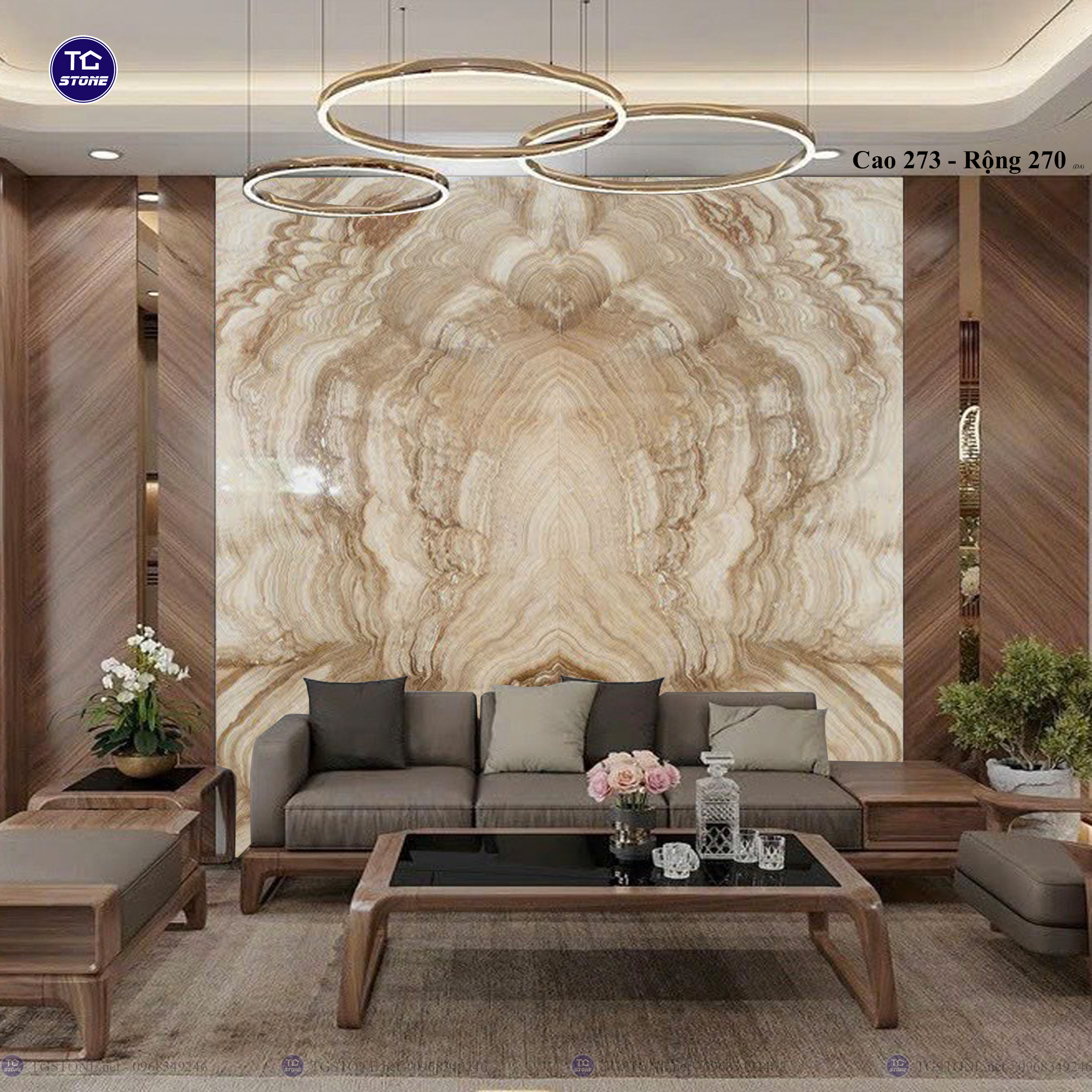 Tranh Đá Đối Xứng Tự Nhiên Xuyên Sáng Onyx 308