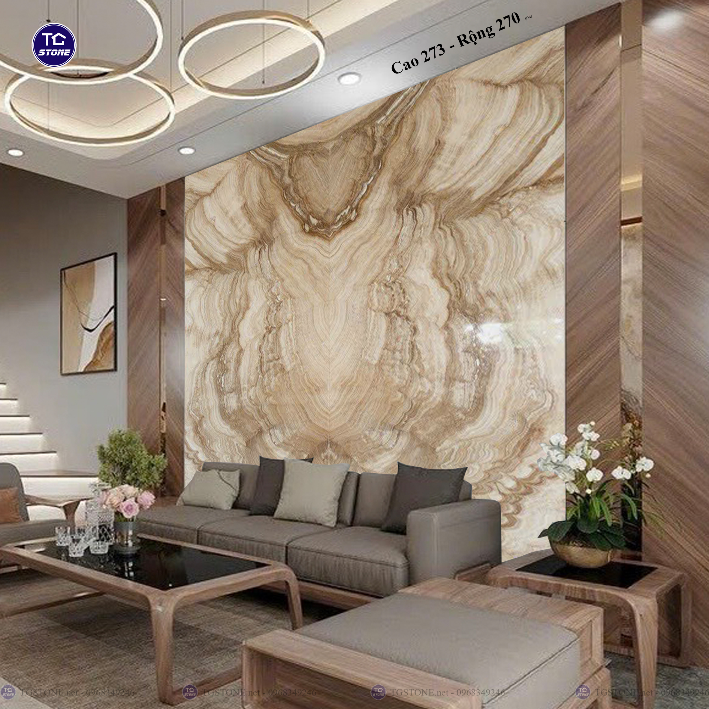 Tranh Đá Đối Xứng Tự Nhiên Xuyên Sáng Onyx 309