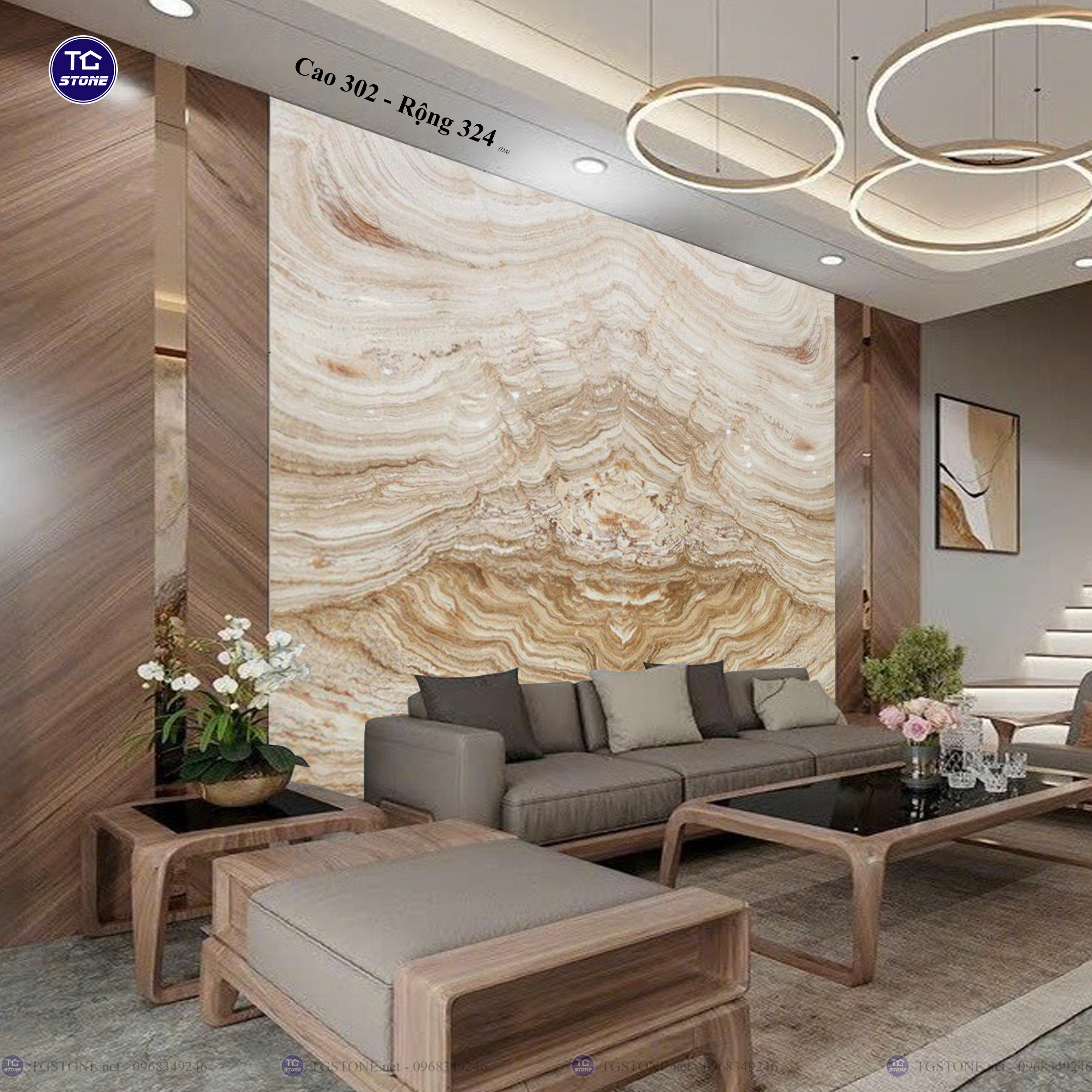 Tranh Đá Đối Xứng Tự Nhiên Xuyên Sáng Onyx 312