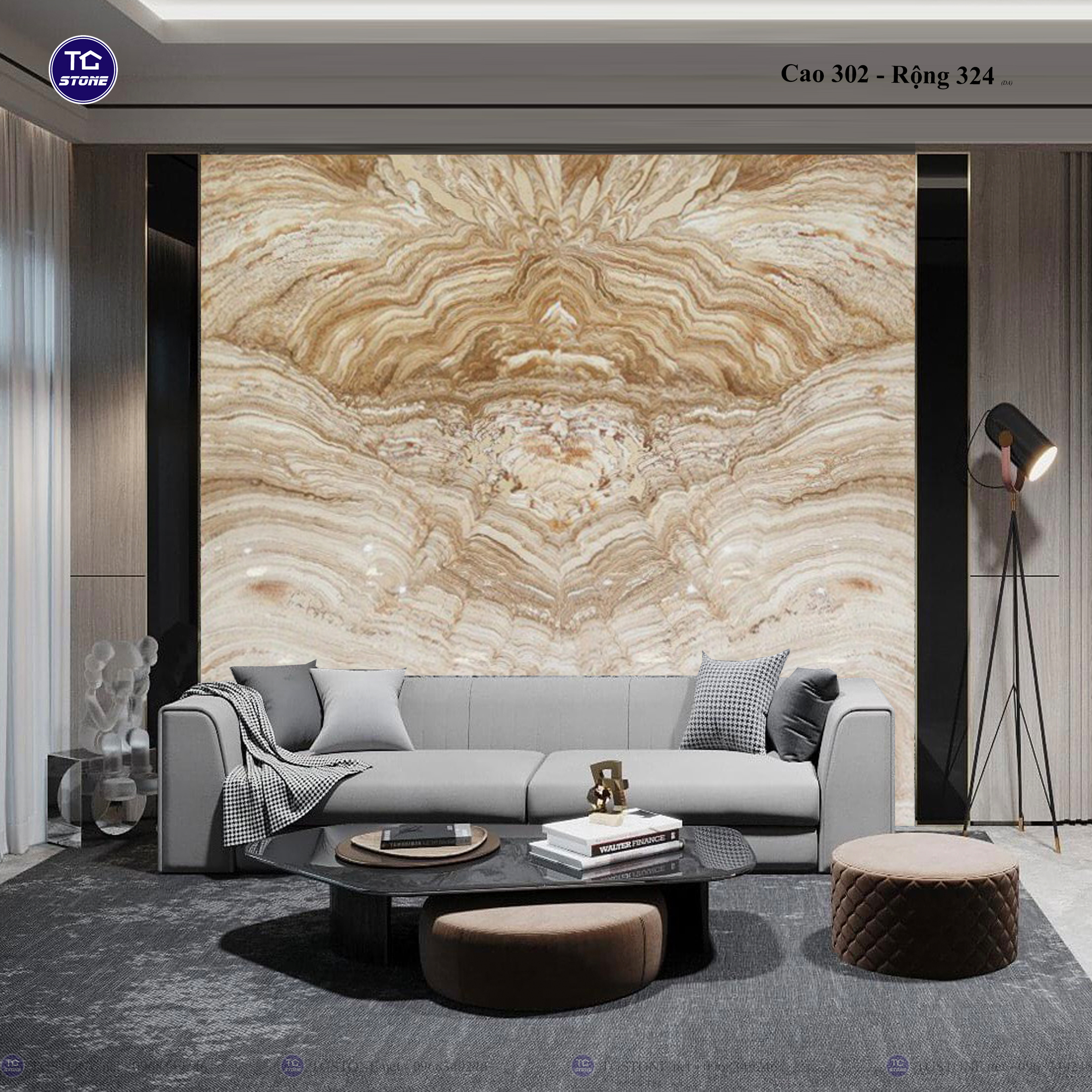 Tranh Đá Đối Xứng Tự Nhiên Xuyên Sáng Onyx 313