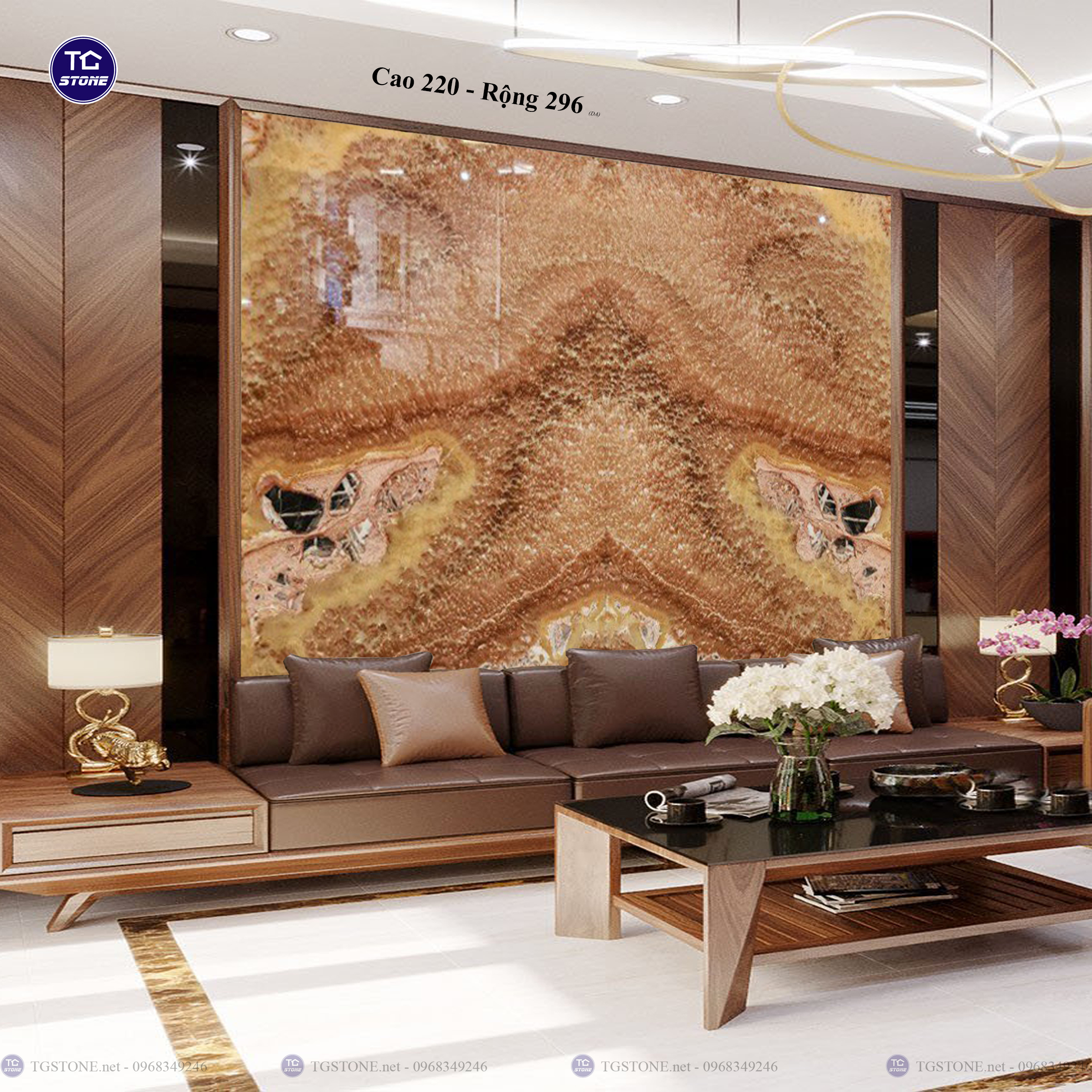 Tranh Đá Đối Xứng Tự Nhiên Xuyên Sáng Onyx 316