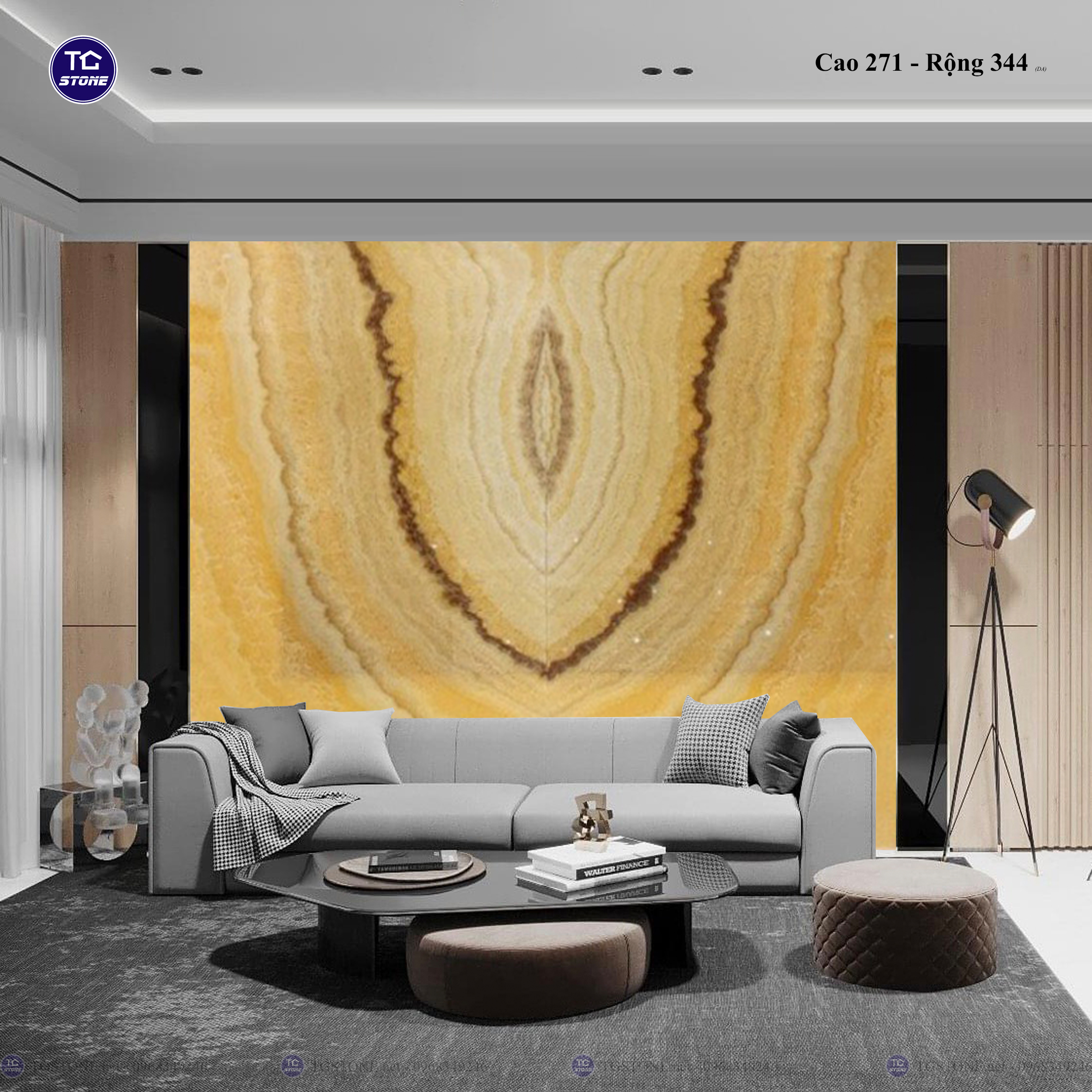 Tranh Đá Đối Xứng Tự Nhiên Xuyên Sáng Onyx 325