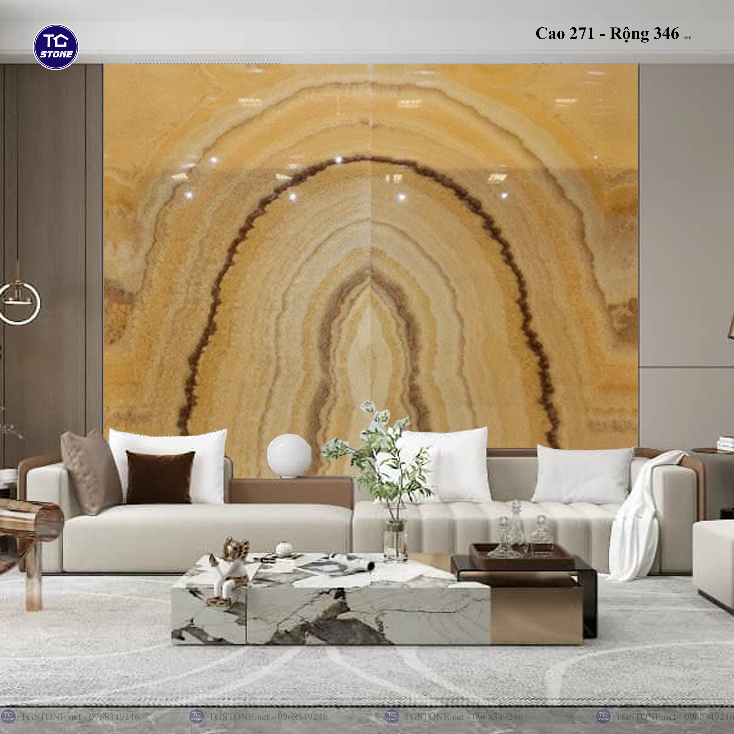 Tranh Đá Đối Xứng Tự Nhiên Xuyên Sáng Onyx 332