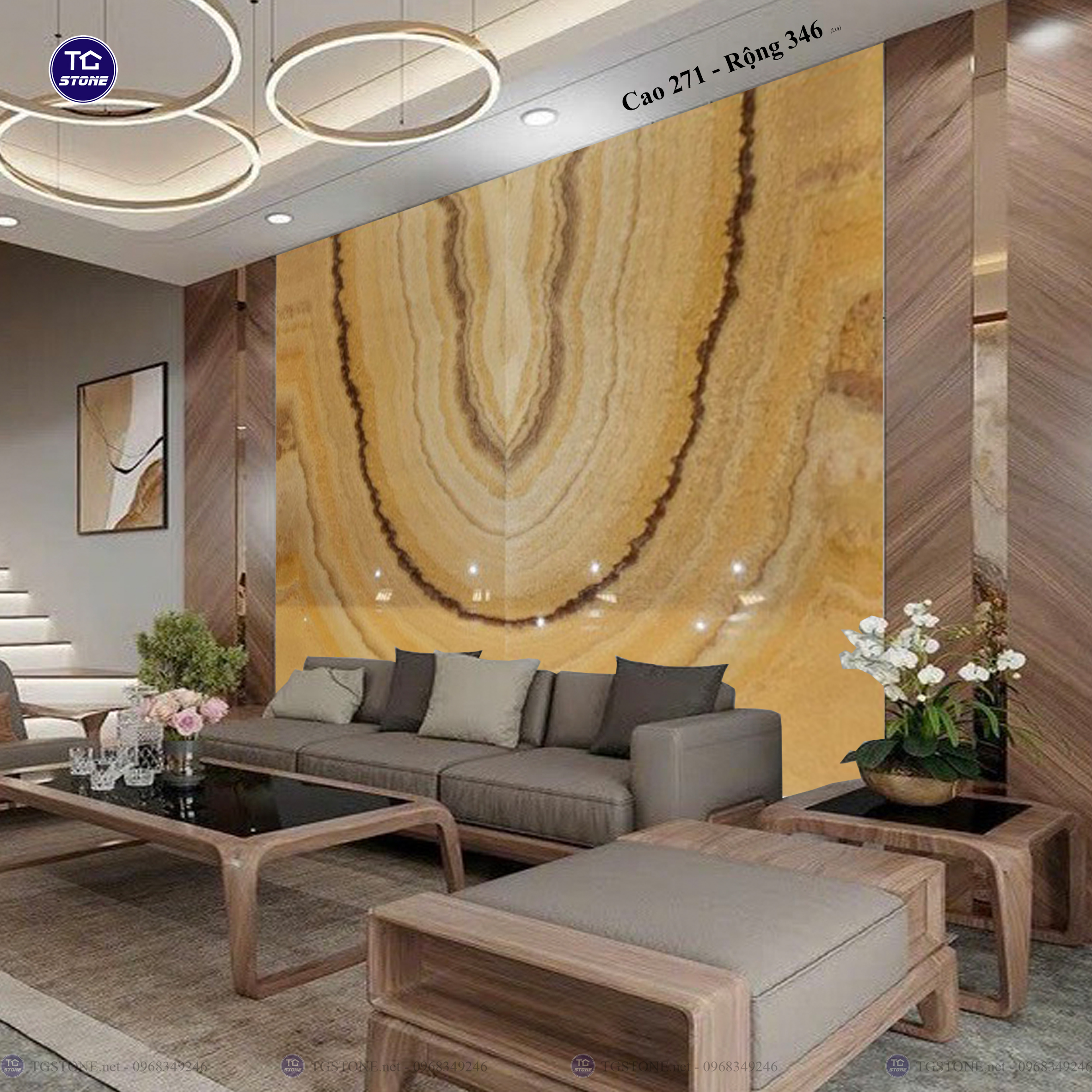 Tranh Đá Đối Xứng Tự Nhiên Xuyên Sáng Onyx 333