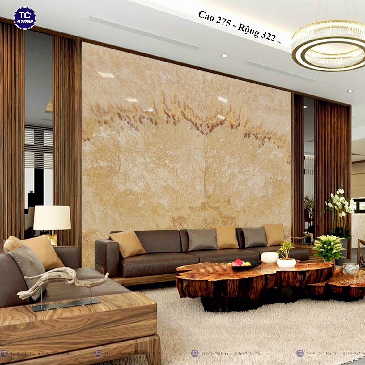 Tranh Đá Đối Xứng Tự Nhiên Xuyên Sáng Onyx 340