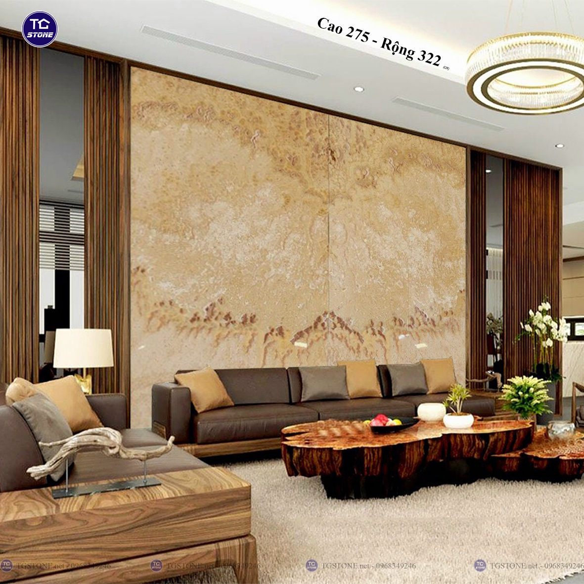 Tranh Đá Đối Xứng Tự Nhiên Xuyên Sáng Onyx 341