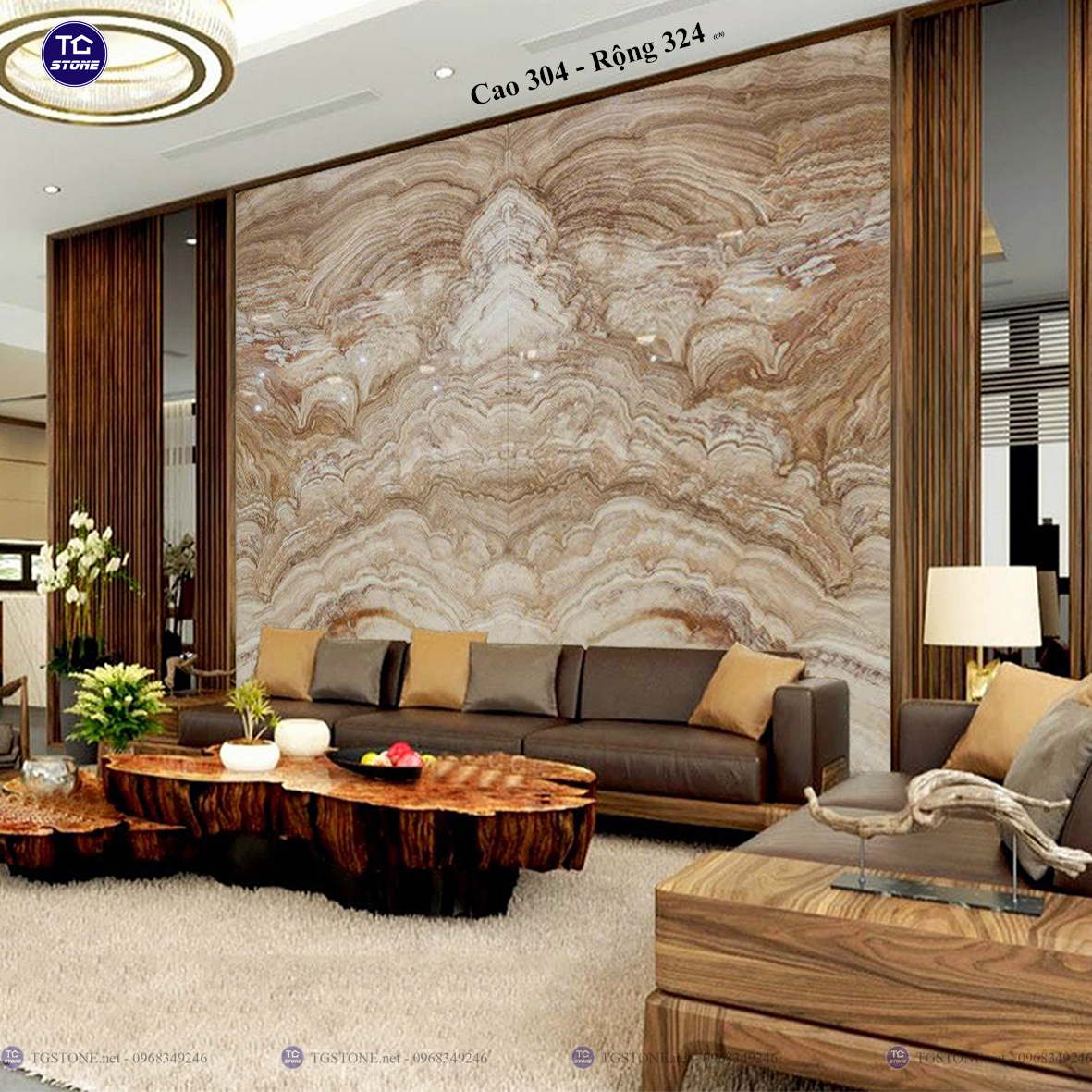 Tranh Đá Đối Xứng Tự Nhiên Xuyên Sáng Onyx 342