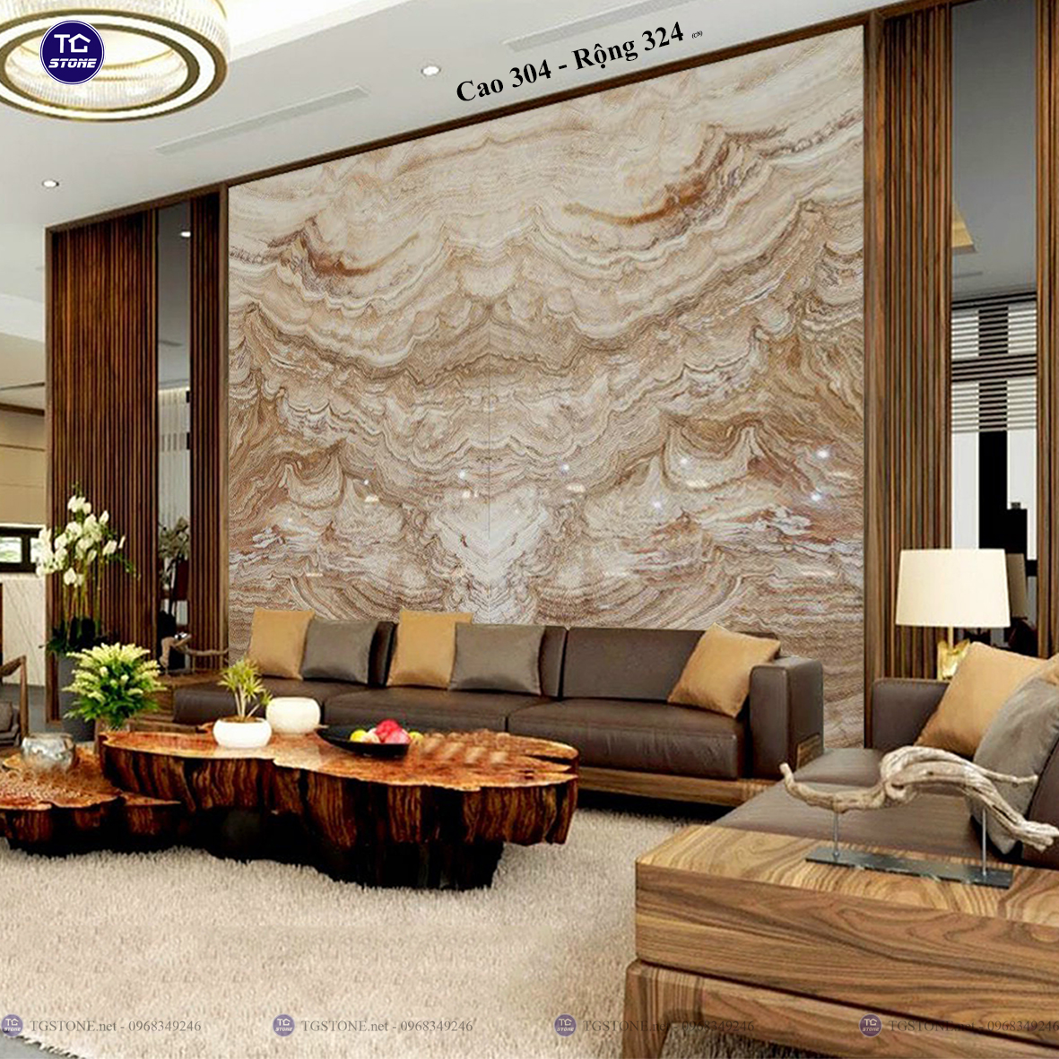 Tranh Đá Đối Xứng Tự Nhiên Xuyên Sáng Onyx 343