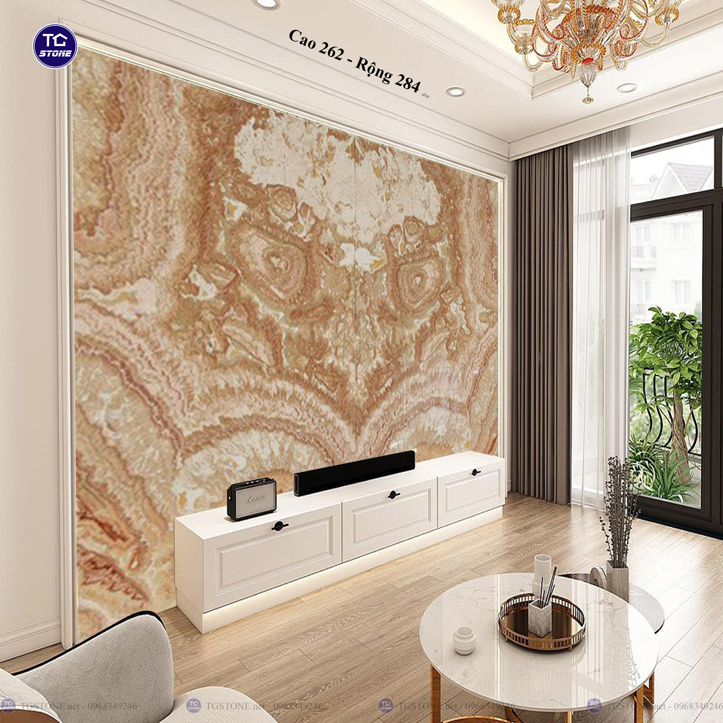 Tranh Đá Đối Xứng Tự Nhiên Xuyên Sáng Onyx 351