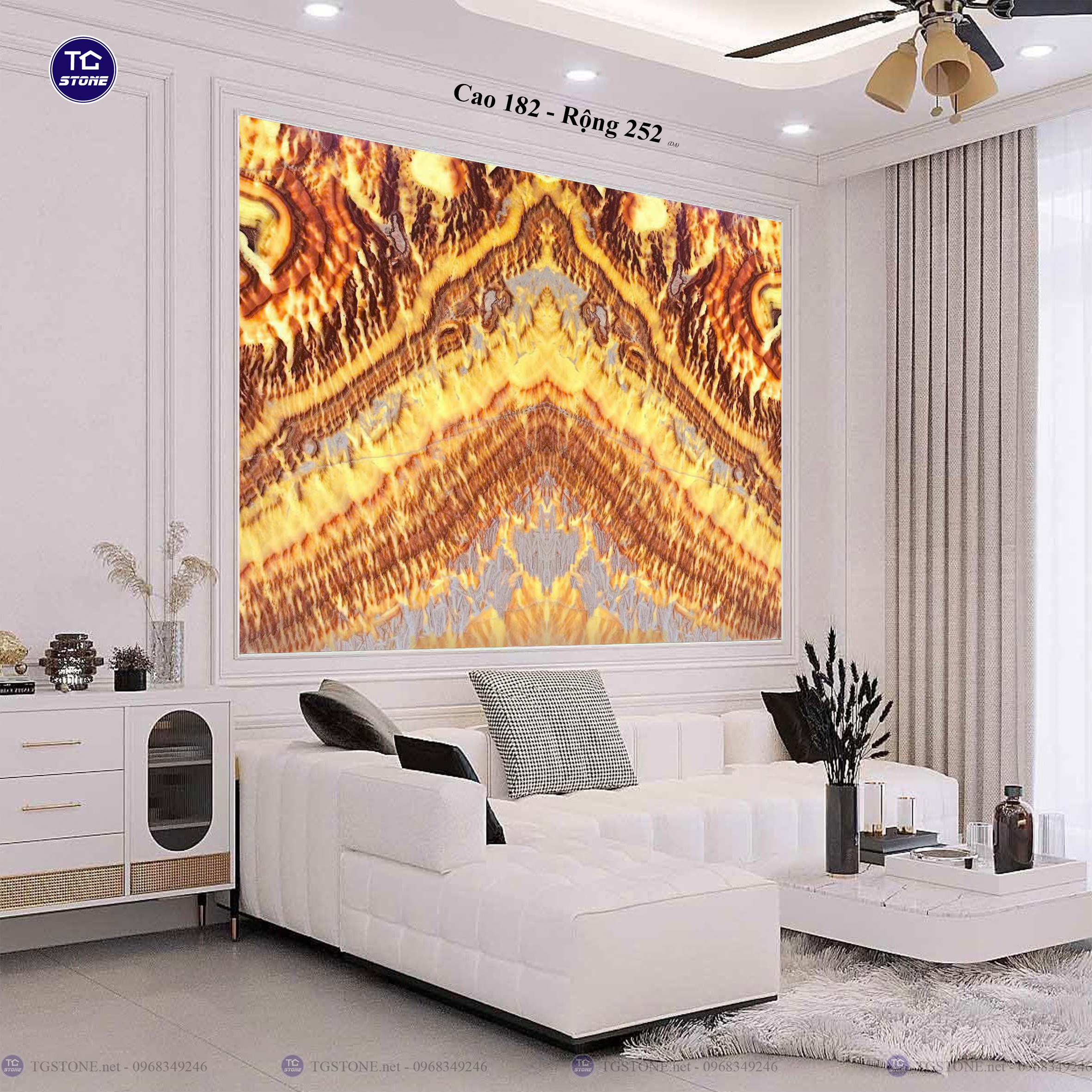 Tranh Đá Đối Xứng Tự Nhiên Xuyên Sáng Onyx 354
