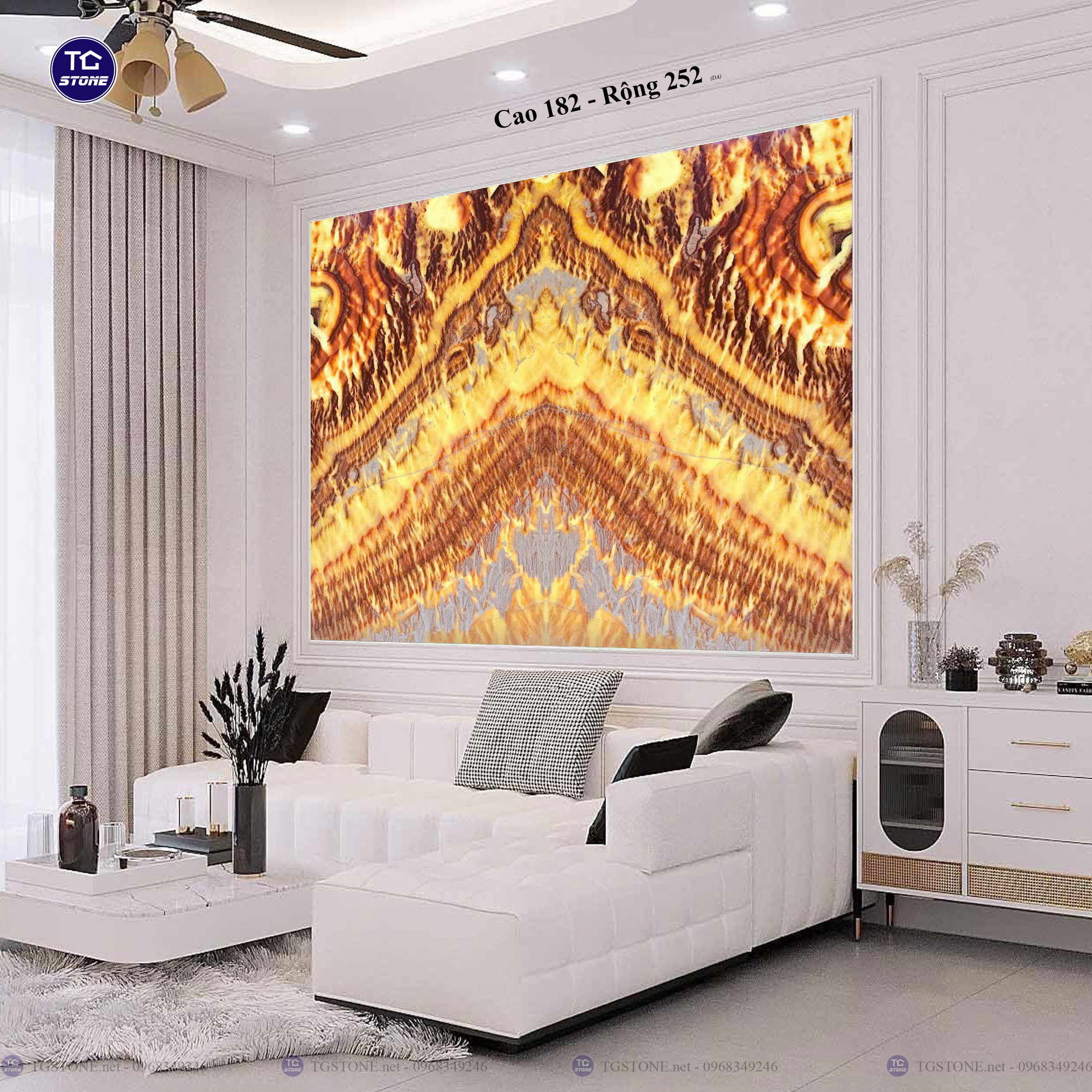 Tranh Đá Đối Xứng Tự Nhiên Xuyên Sáng Onyx 355