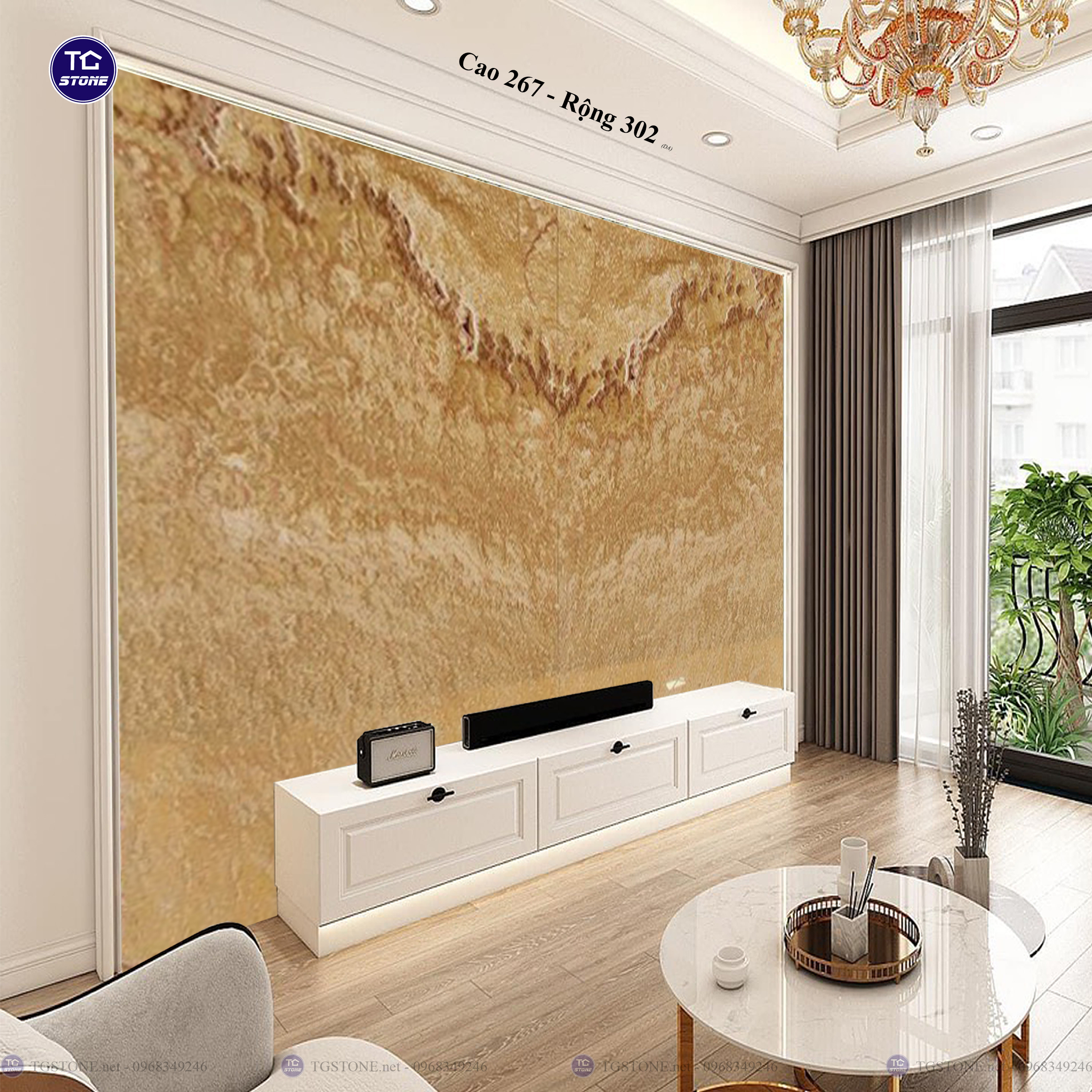 Tranh Đá Đối Xứng Tự Nhiên Xuyên Sáng Onyx 357