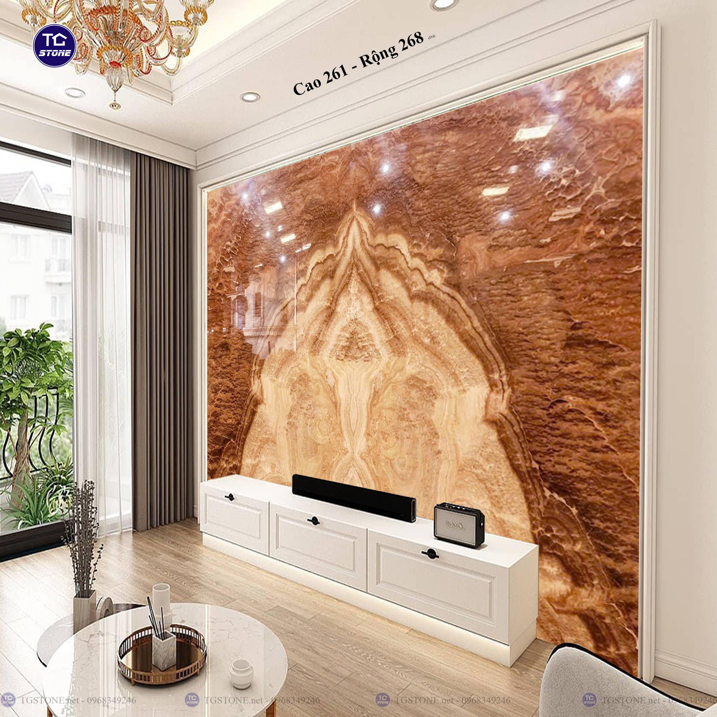 Tranh Đá Đối Xứng Tự Nhiên Xuyên Sáng Onyx 358
