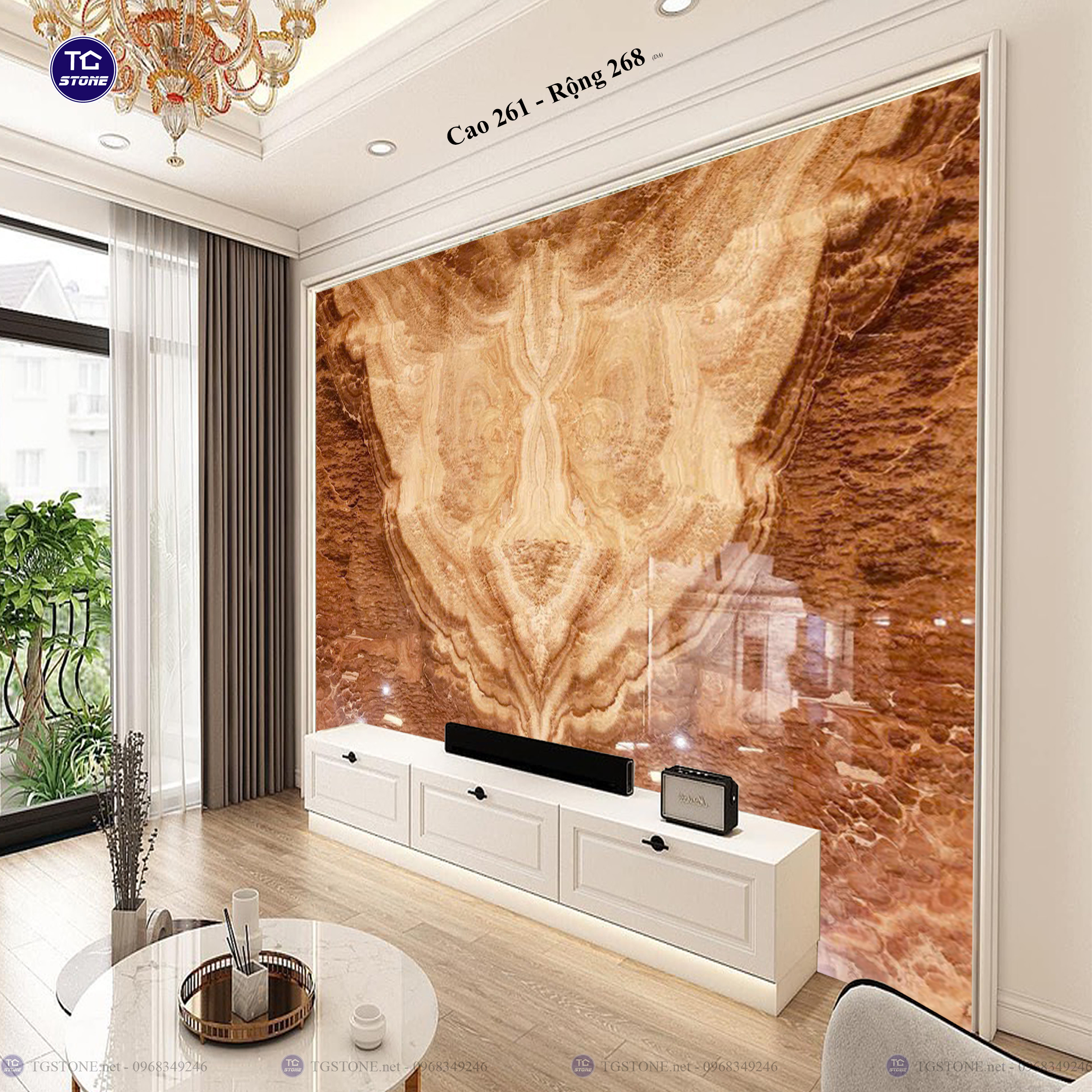 Tranh Đá Đối Xứng Tự Nhiên Xuyên Sáng Onyx 359