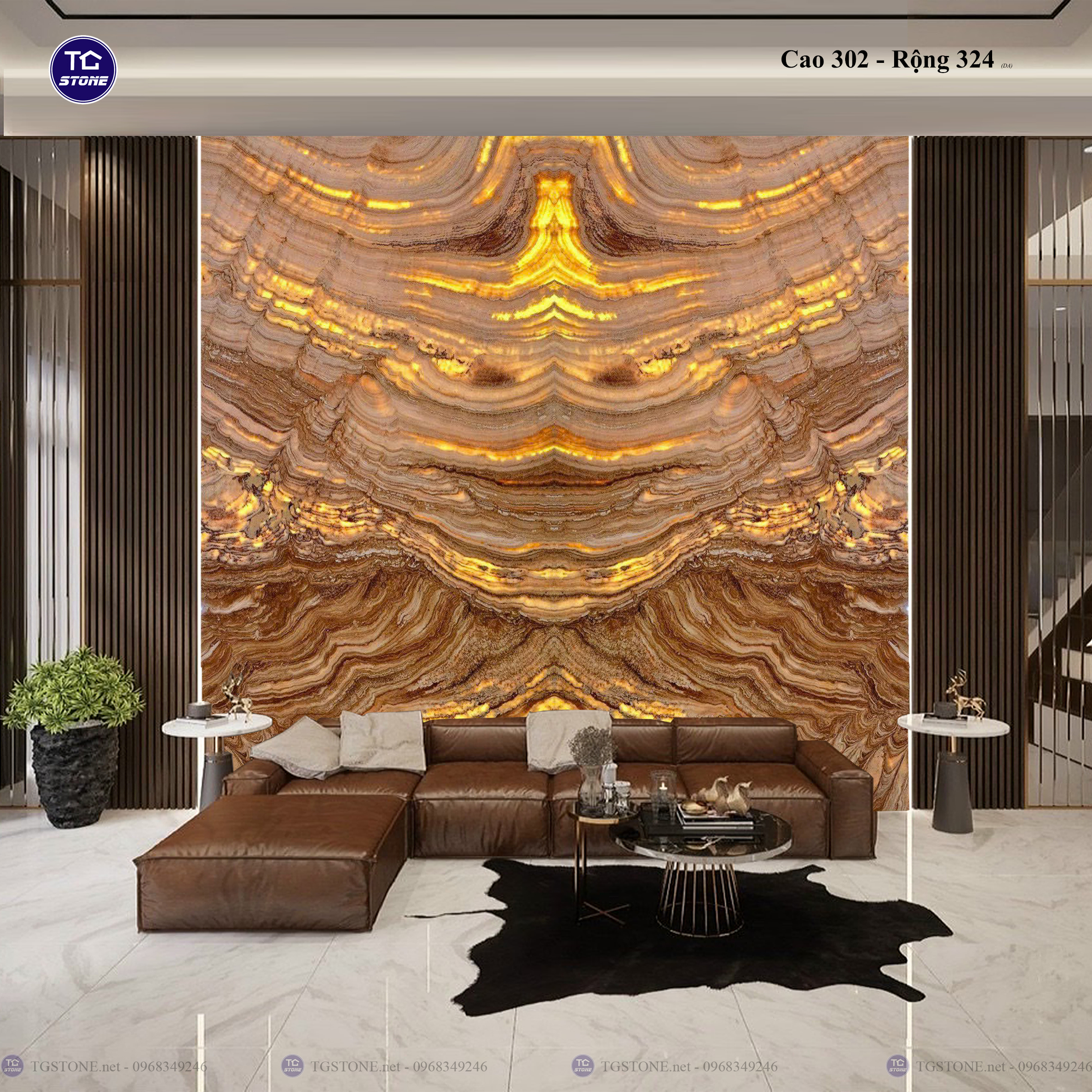 Tranh Đá Đối Xứng Tự Nhiên Xuyên Sáng Onyx 361
