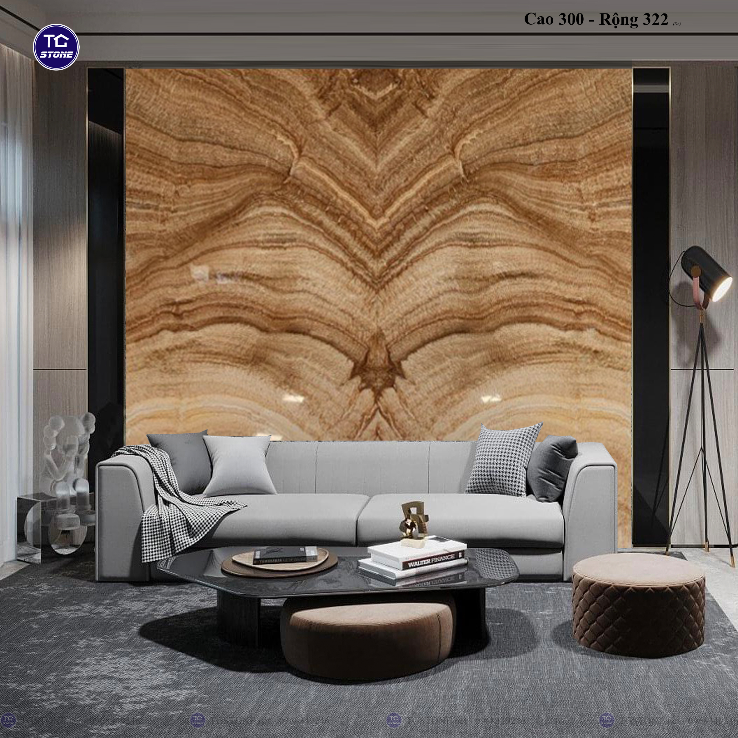 Tranh Đá Đối Xứng Tự Nhiên Xuyên Sáng Onyx 363