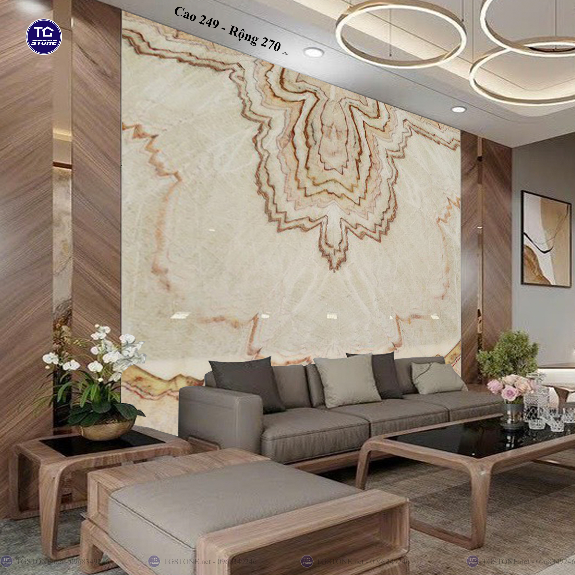 Tranh Đá Đối Xứng Tự Nhiên Xuyên Sáng Onyx 367