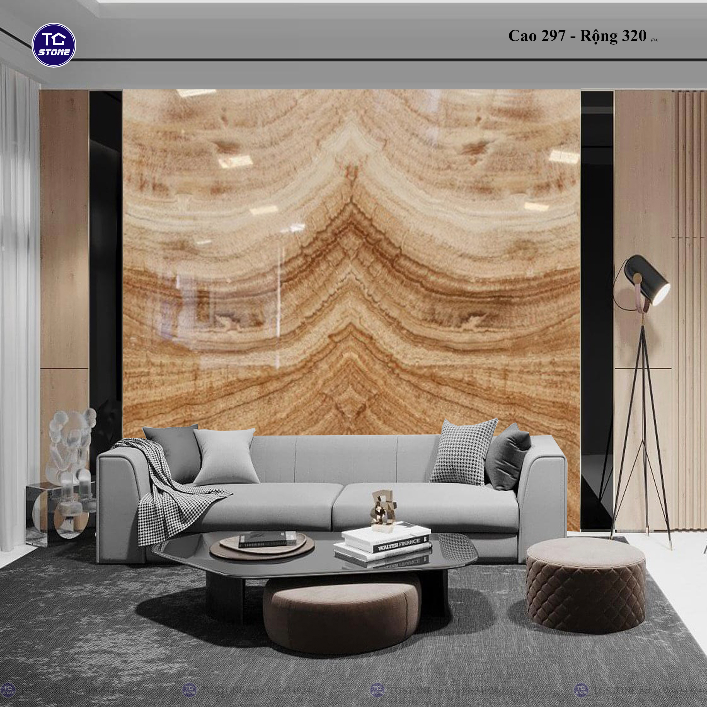 Tranh Đá Đối Xứng Tự Nhiên Xuyên Sáng Onyx 370