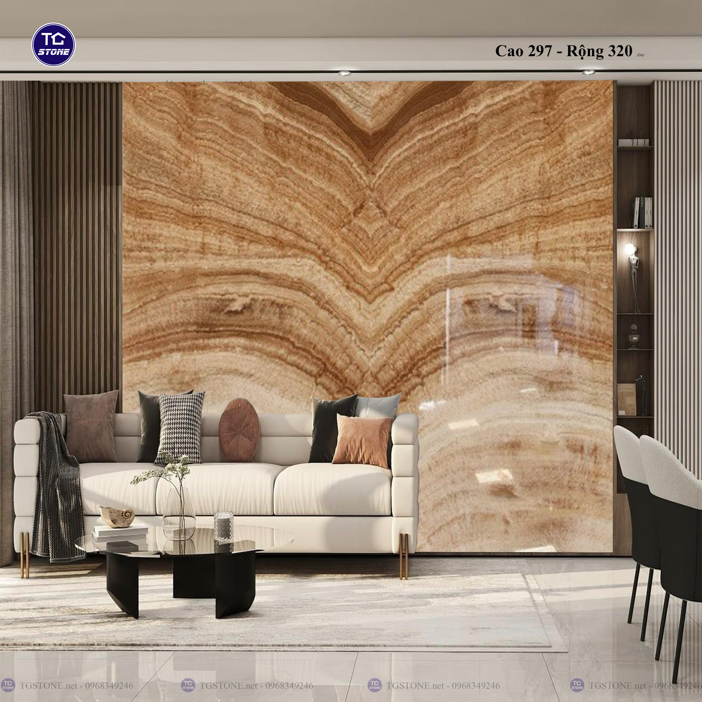 Tranh Đá Đối Xứng Tự Nhiên Xuyên Sáng Onyx 371