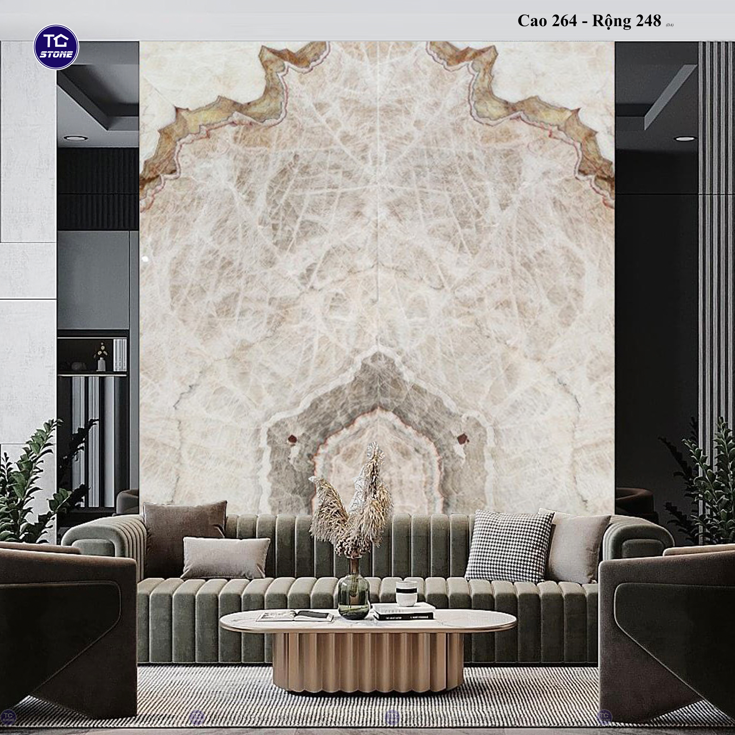 Tranh Đá Đối Xứng Tự Nhiên Xuyên Sáng Onyx 374