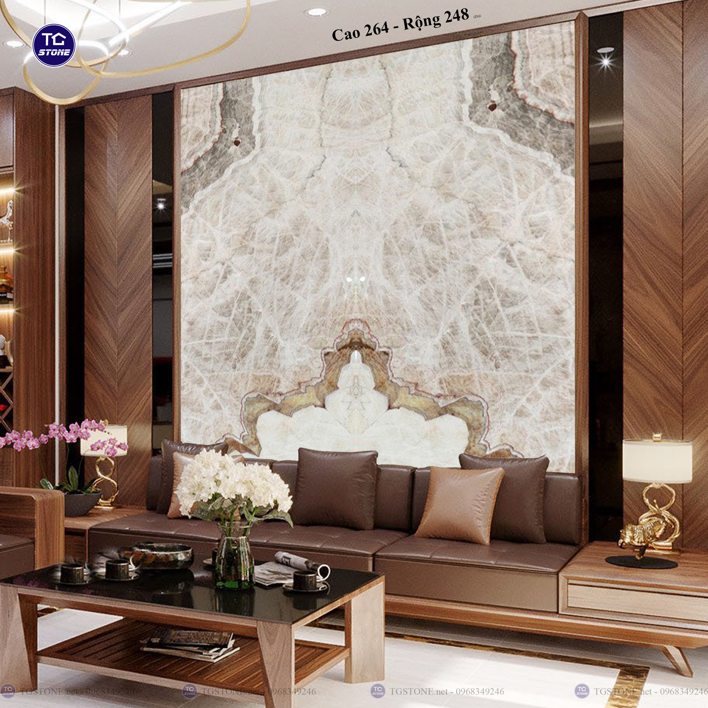 Tranh Đá Đối Xứng Tự Nhiên Xuyên Sáng Onyx 378