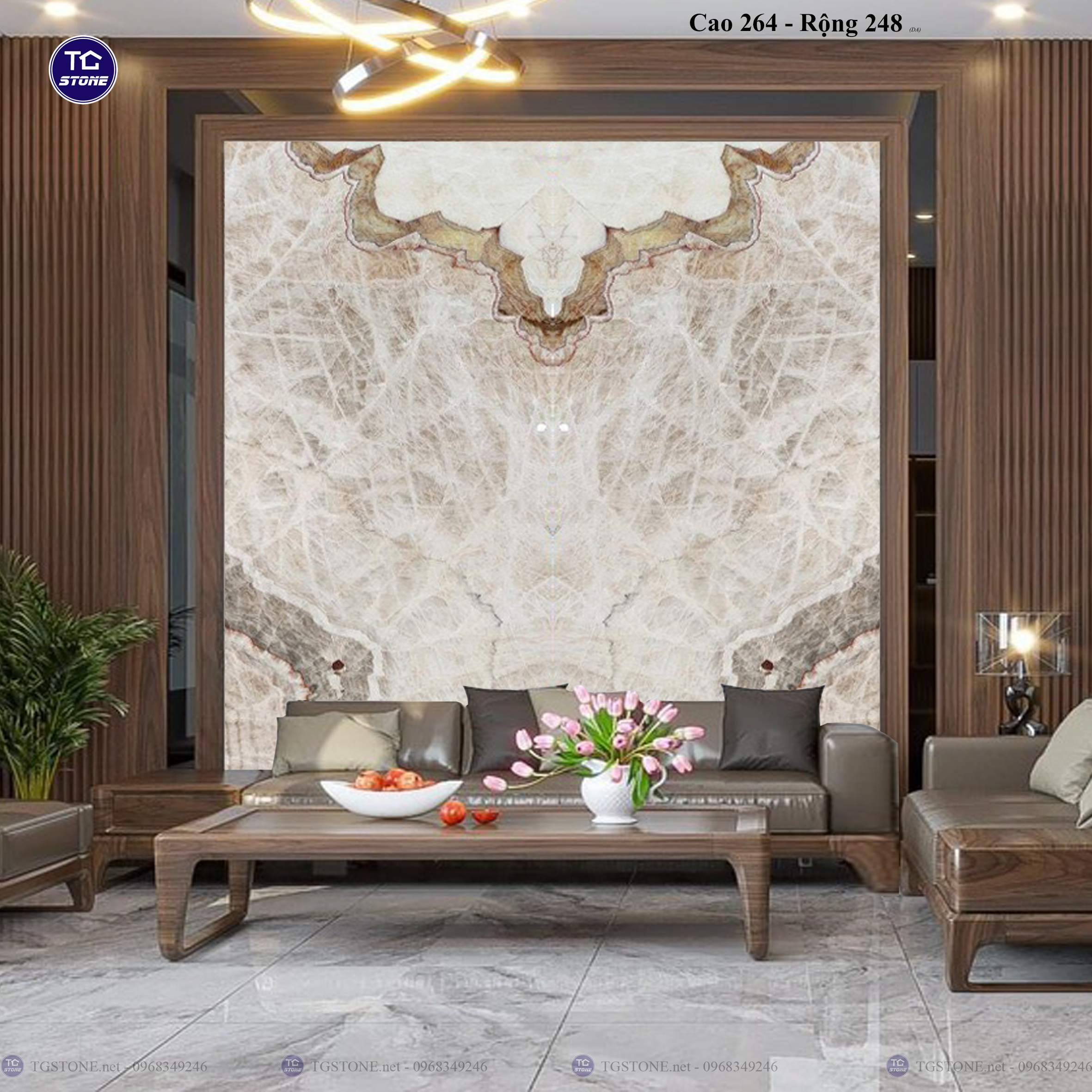 Tranh Đá Đối Xứng Tự Nhiên Xuyên Sáng Onyx 379