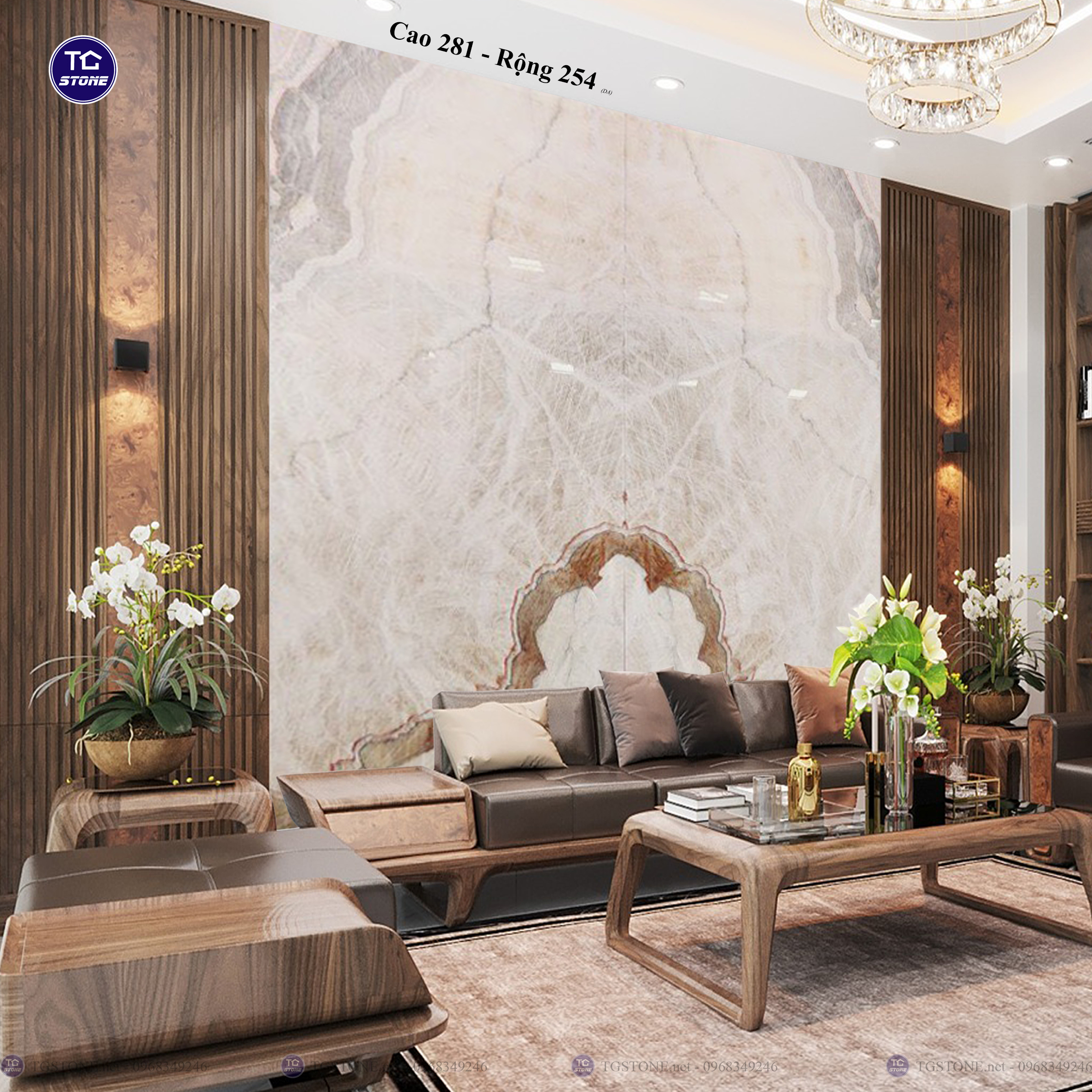 Tranh Đá Đối Xứng Tự Nhiên Xuyên Sáng Onyx 386