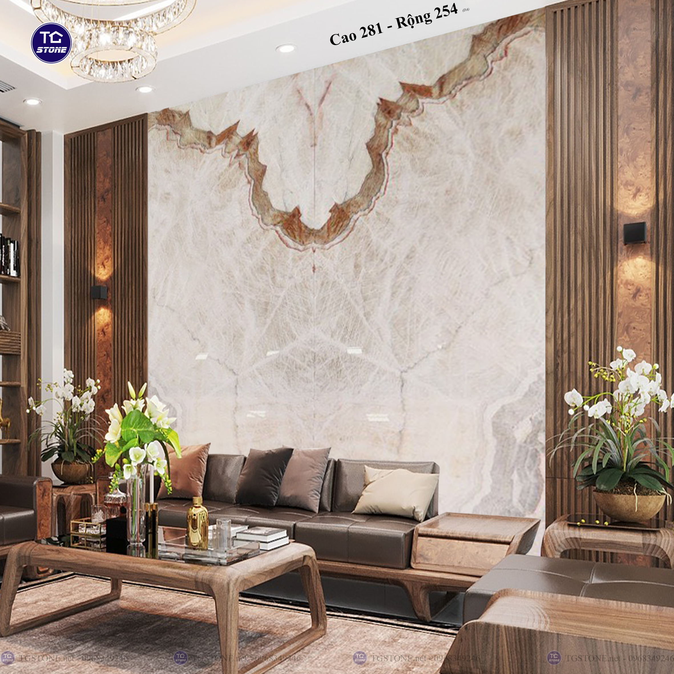 Tranh Đá Đối Xứng Tự Nhiên Xuyên Sáng Onyx 387