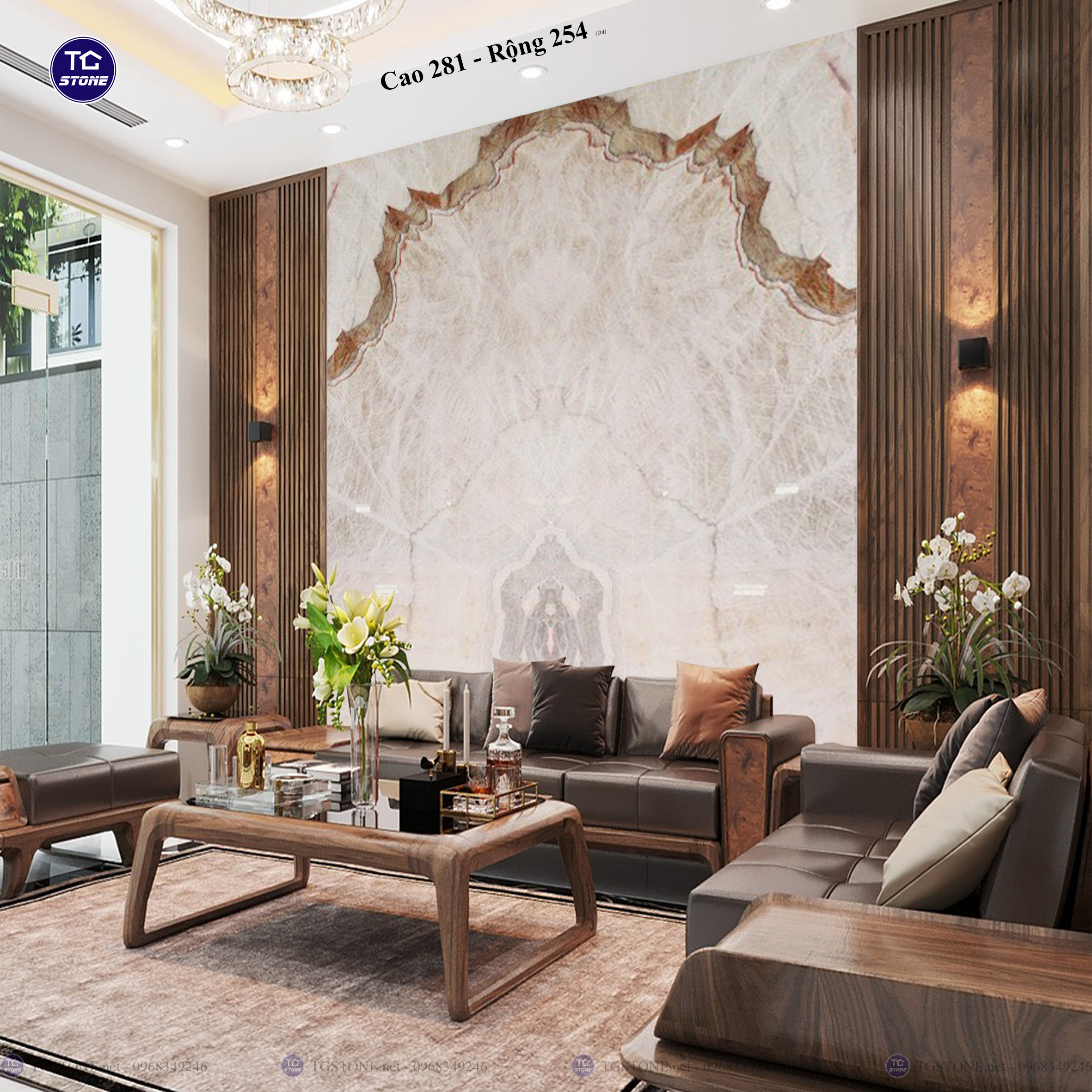 Tranh Đá Đối Xứng Tự Nhiên Xuyên Sáng Onyx 390