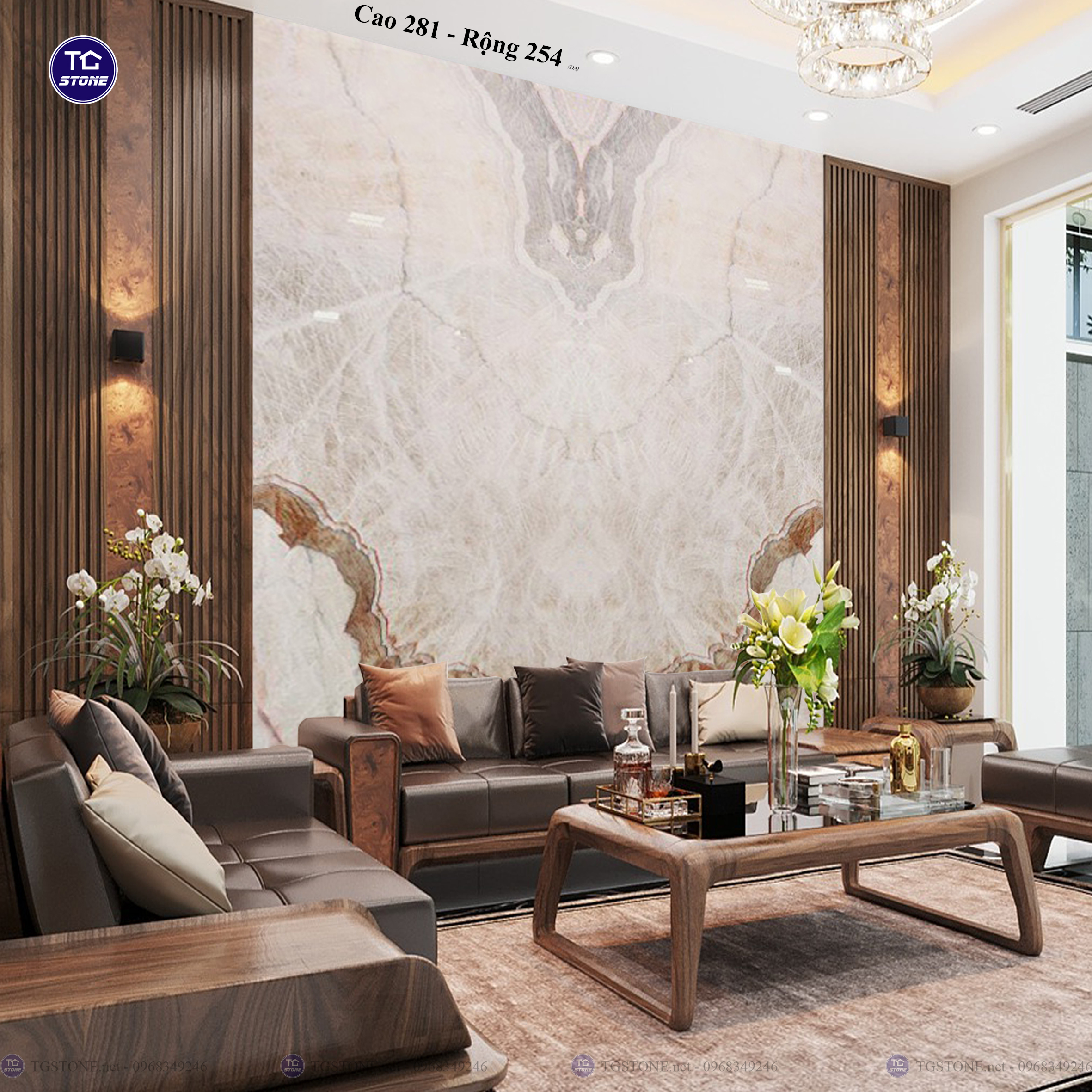 Tranh Đá Đối Xứng Tự Nhiên Xuyên Sáng Onyx 391