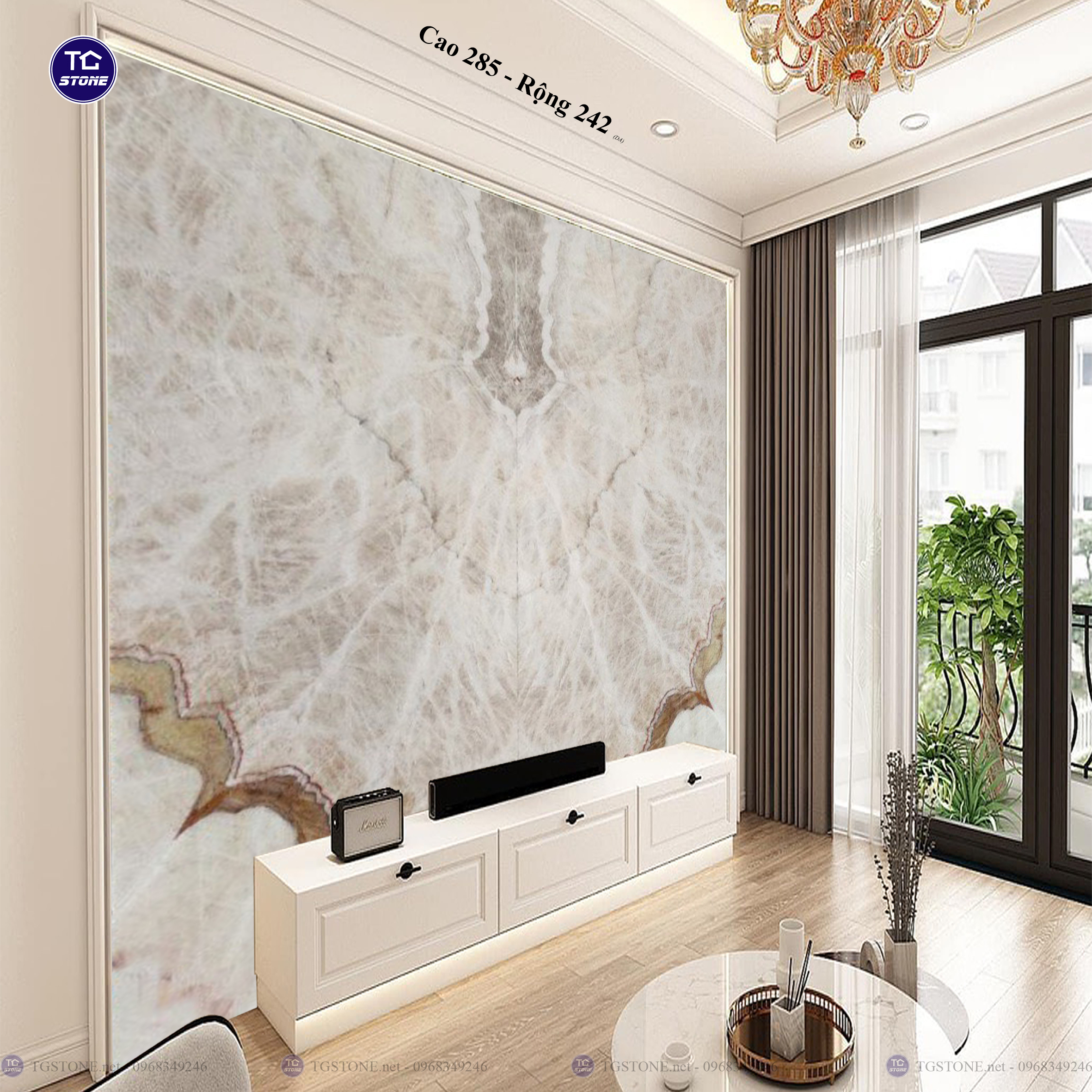 Tranh Đá Đối Xứng Tự Nhiên Xuyên Sáng Onyx 395