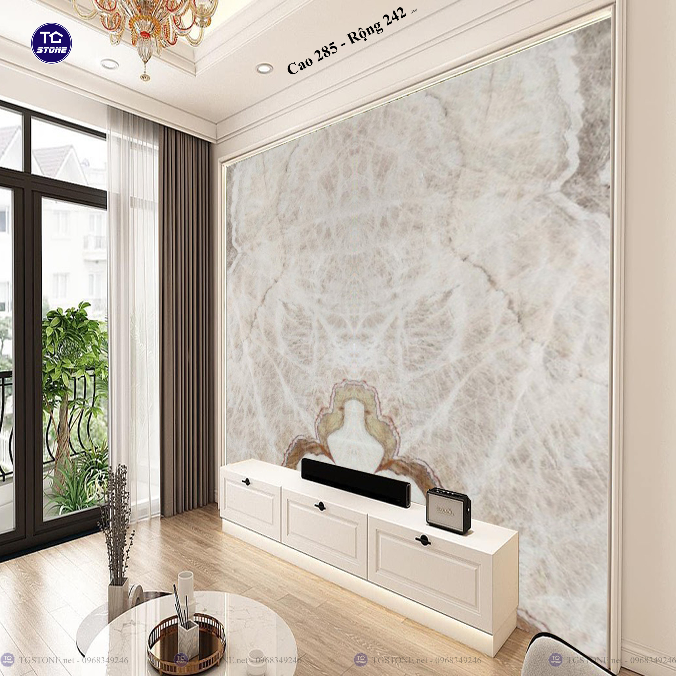 Tranh Đá Đối Xứng Tự Nhiên Xuyên Sáng Onyx 398