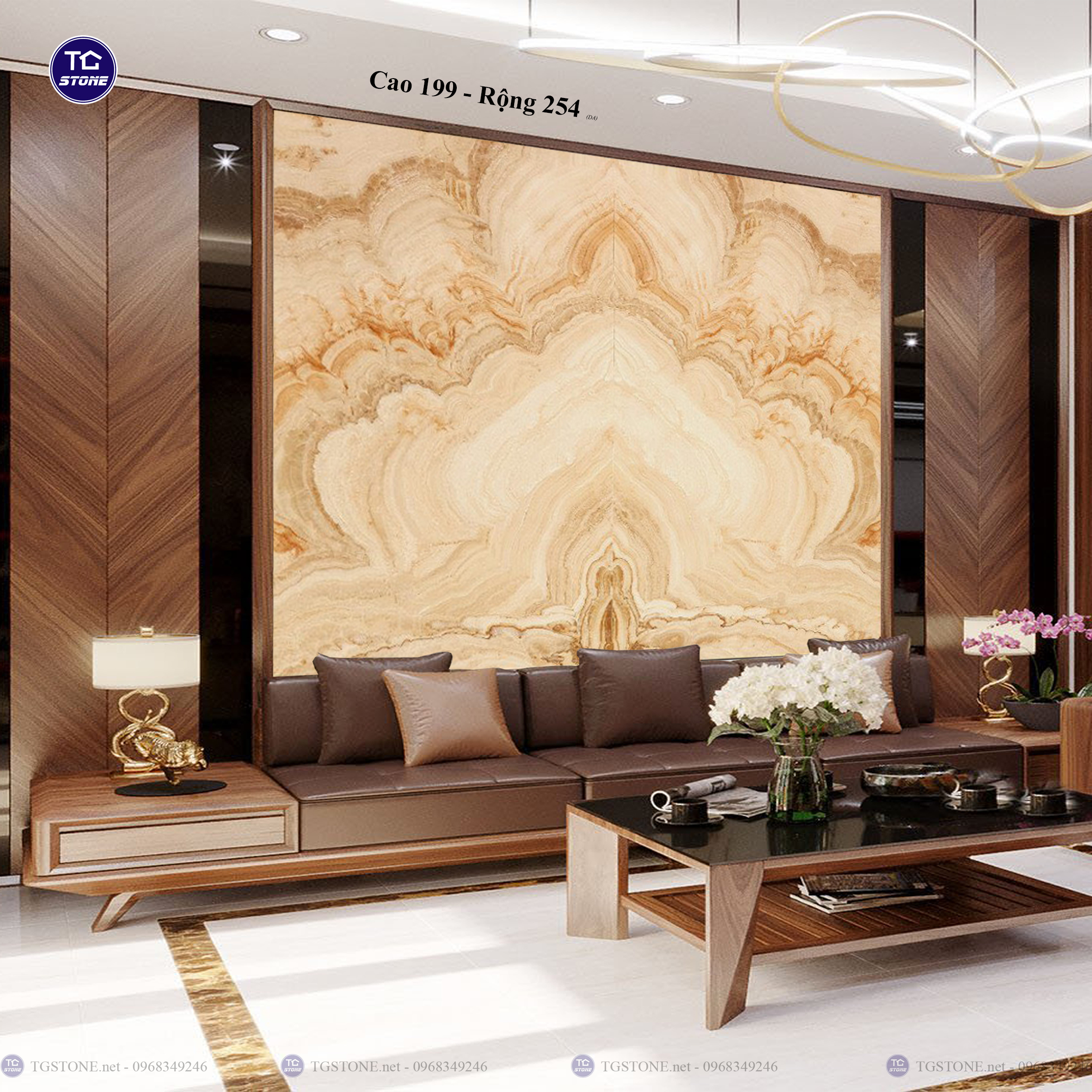 Tranh Đá Đối Xứng Tự Nhiên Xuyên Sáng Onyx 402
