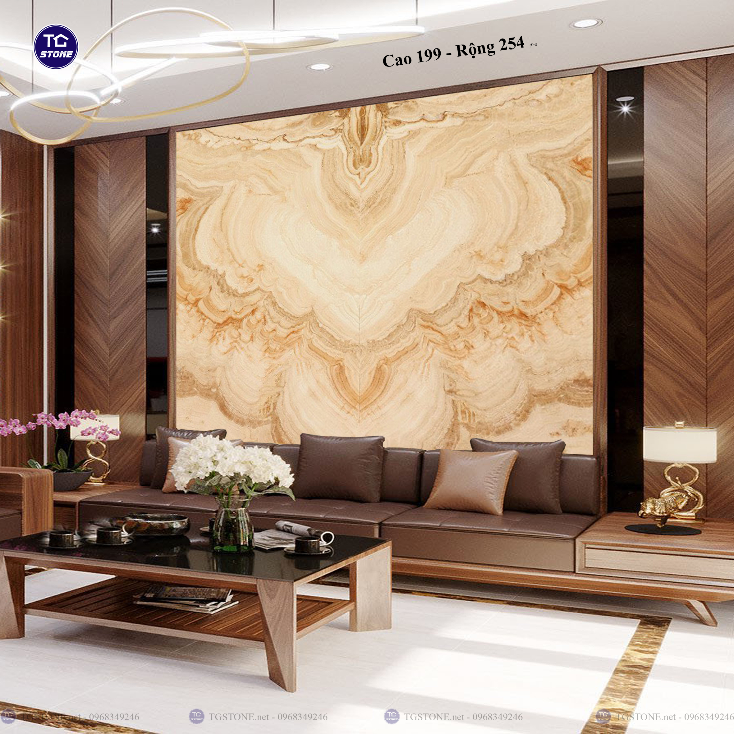 Tranh Đá Đối Xứng Tự Nhiên Xuyên Sáng Onyx 403