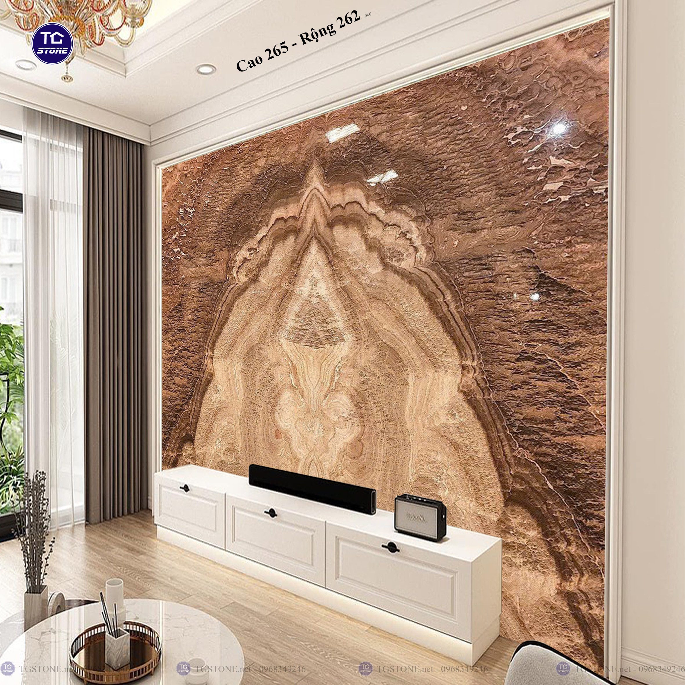 Tranh Đá Đối Xứng Tự Nhiên Xuyên Sáng Onyx 406