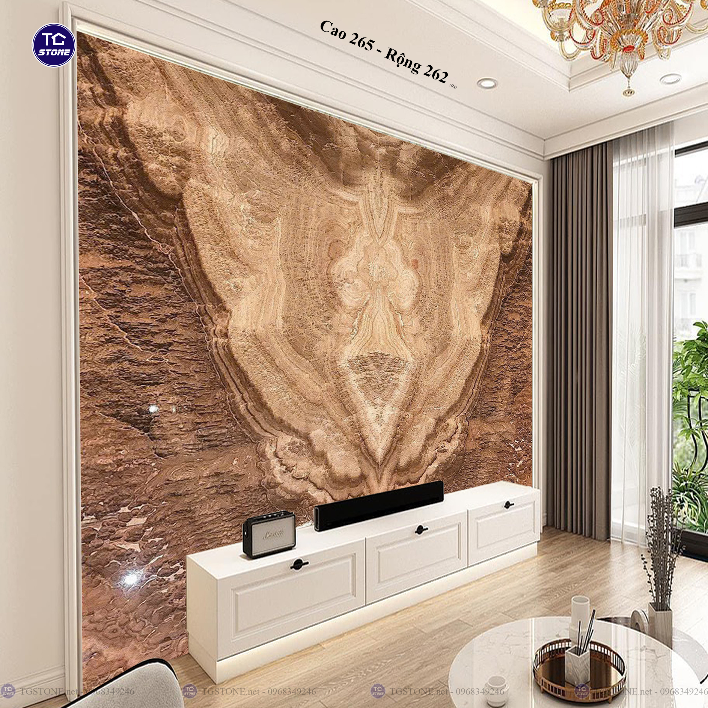 Tranh Đá Đối Xứng Tự Nhiên Xuyên Sáng Onyx 407