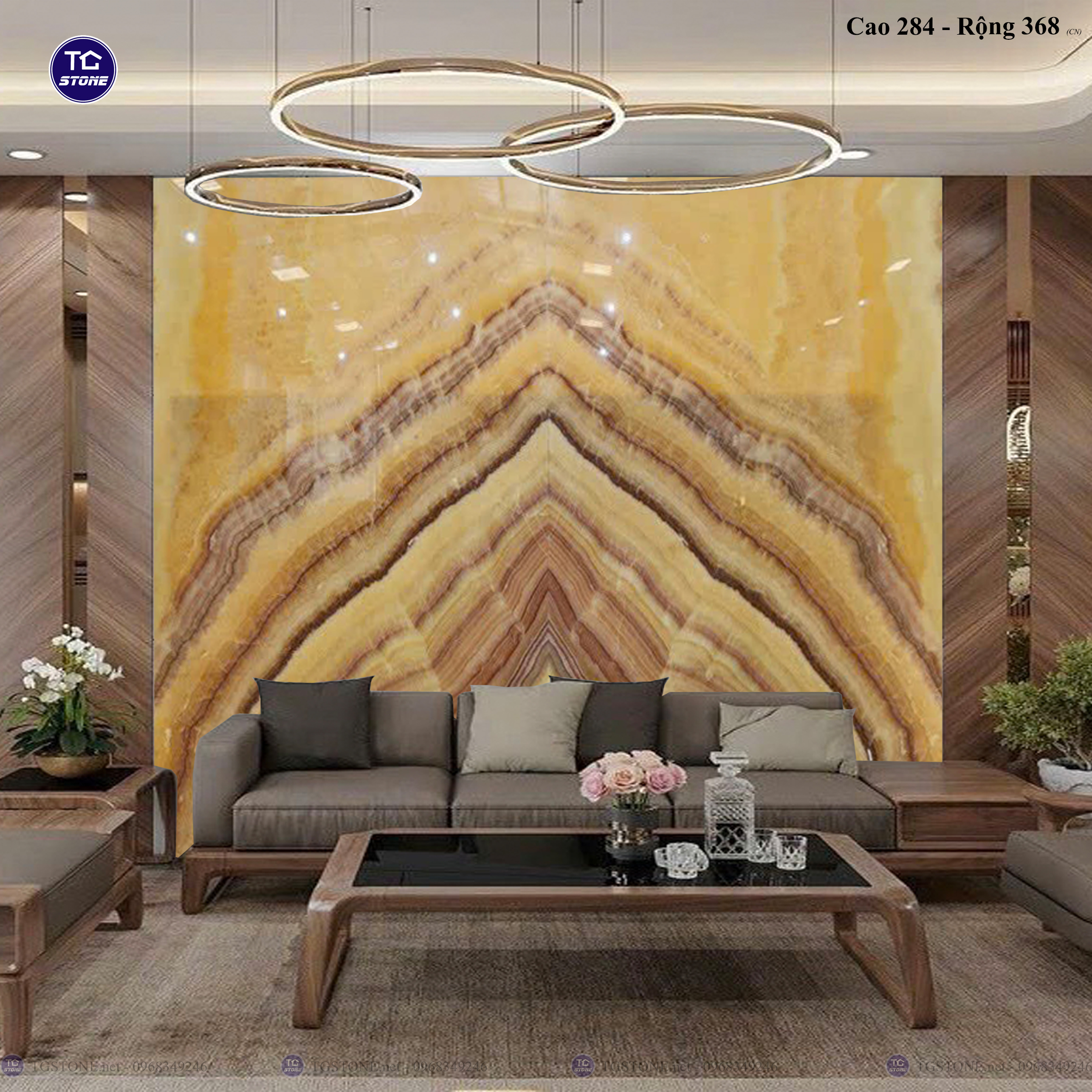 Tranh Đá Đối Xứng Tự Nhiên Xuyên Sáng Onyx 410