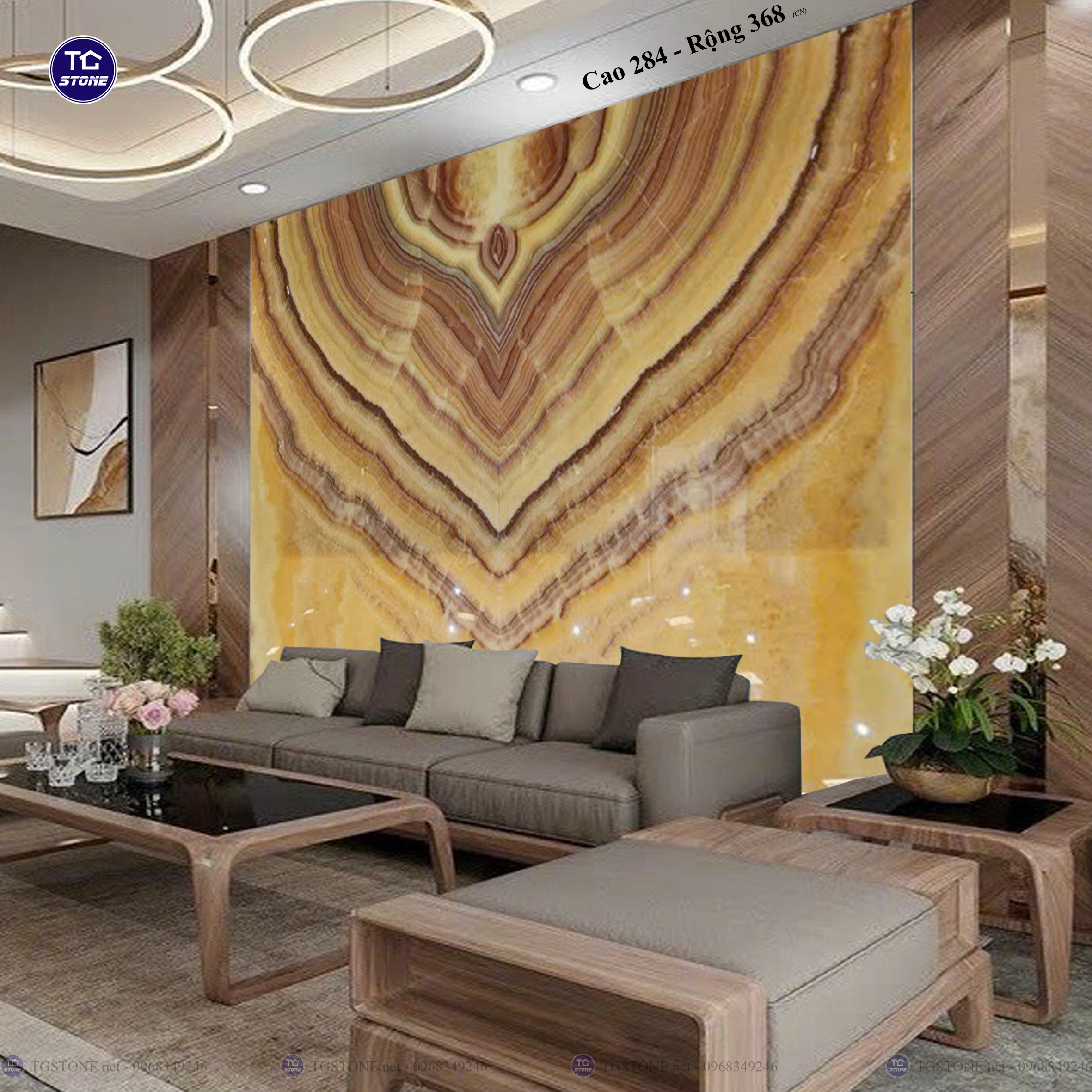Tranh Đá Đối Xứng Tự Nhiên Xuyên Sáng Onyx 411