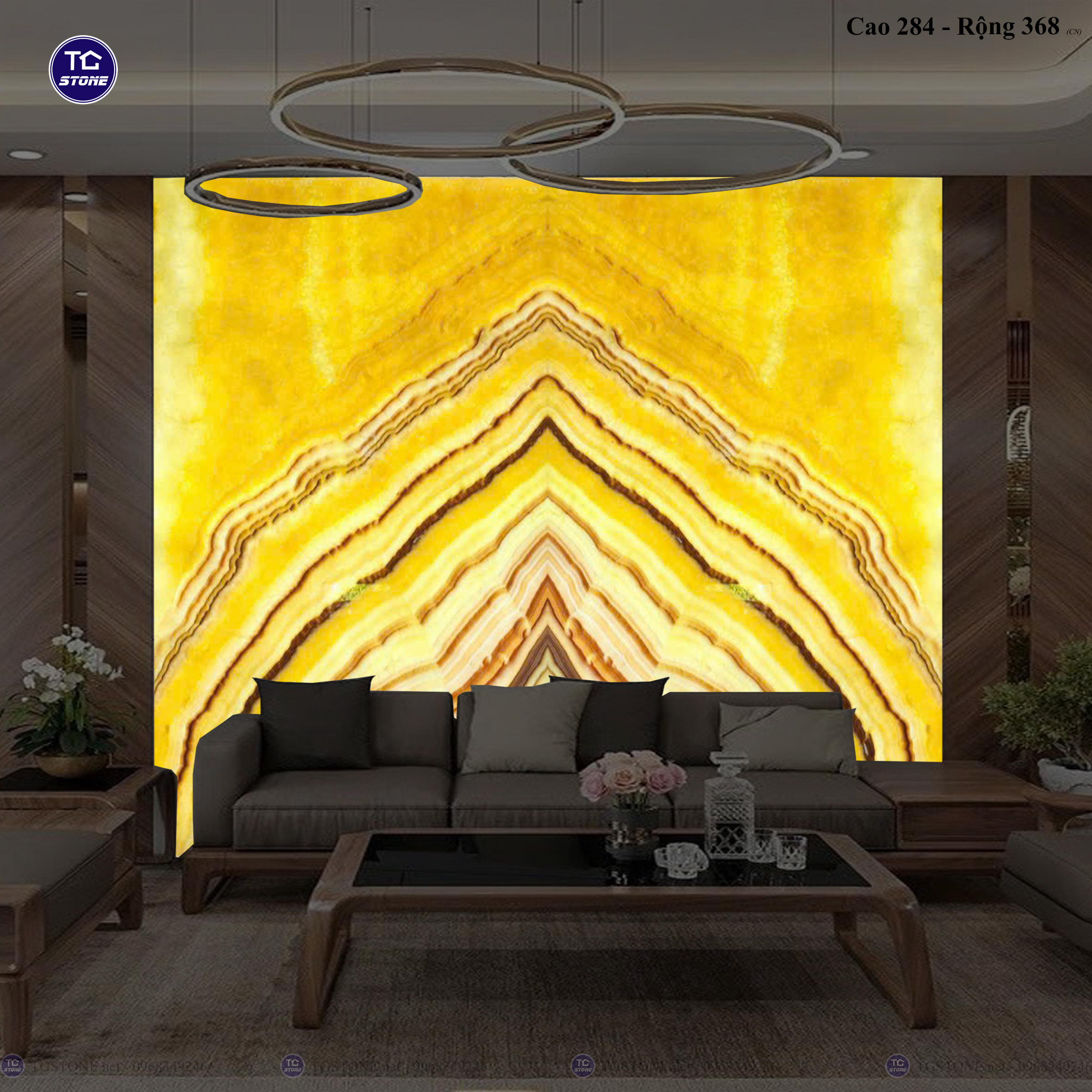 Tranh Đá Đối Xứng Tự Nhiên Xuyên Sáng Onyx 412