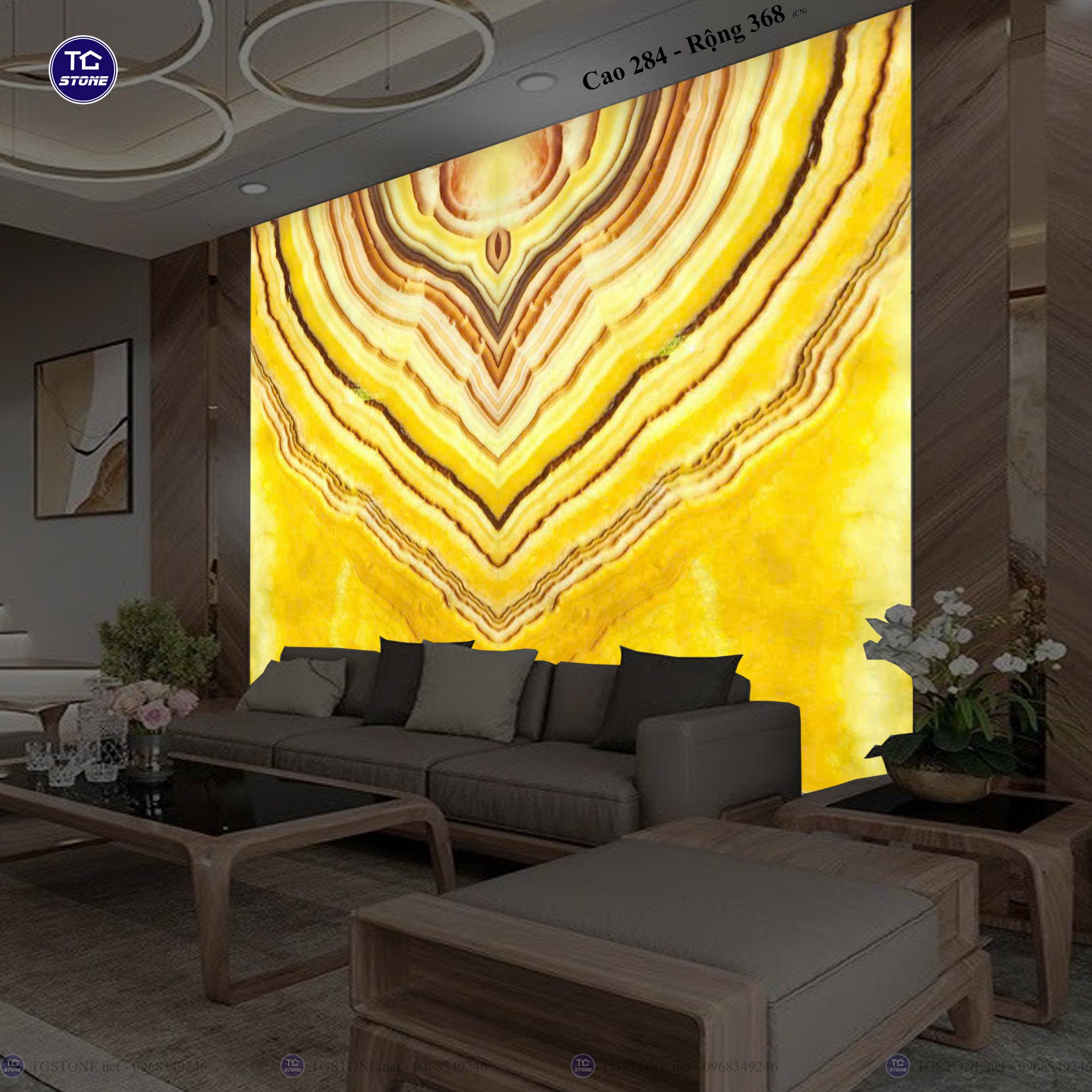Tranh Đá Đối Xứng Tự Nhiên Xuyên Sáng Onyx 413