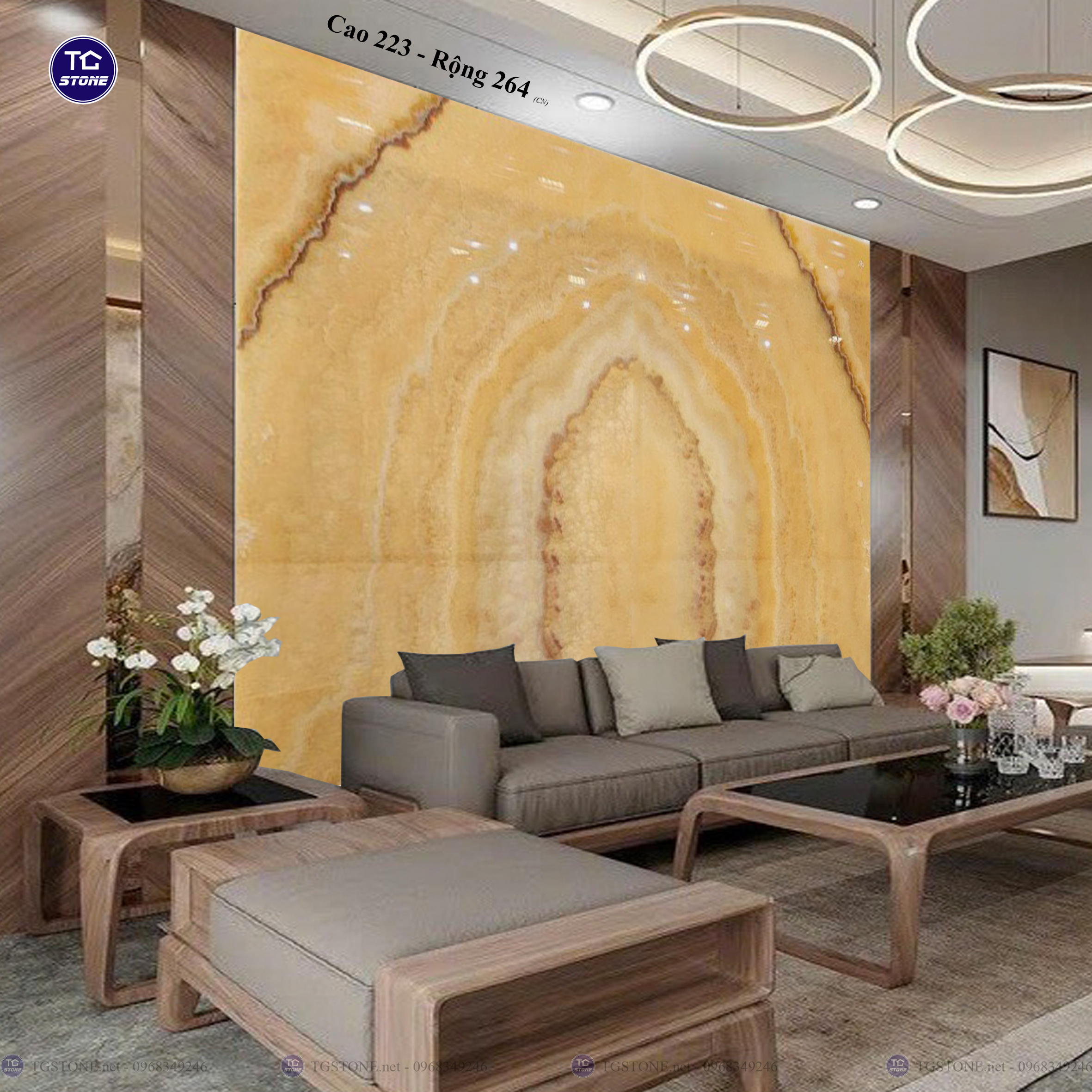 Tranh Đá Đối Xứng Tự Nhiên Xuyên Sáng Onyx 414