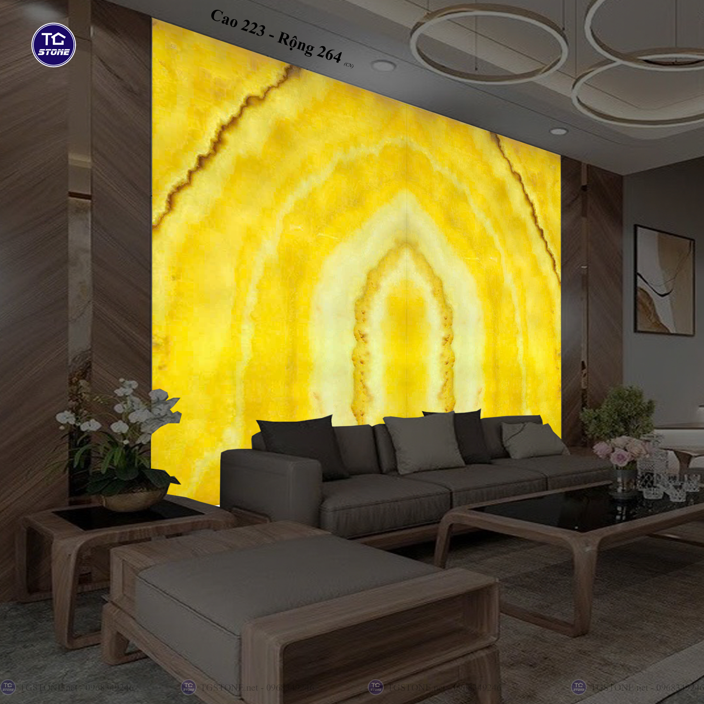 Tranh Đá Đối Xứng Tự Nhiên Xuyên Sáng Onyx 416