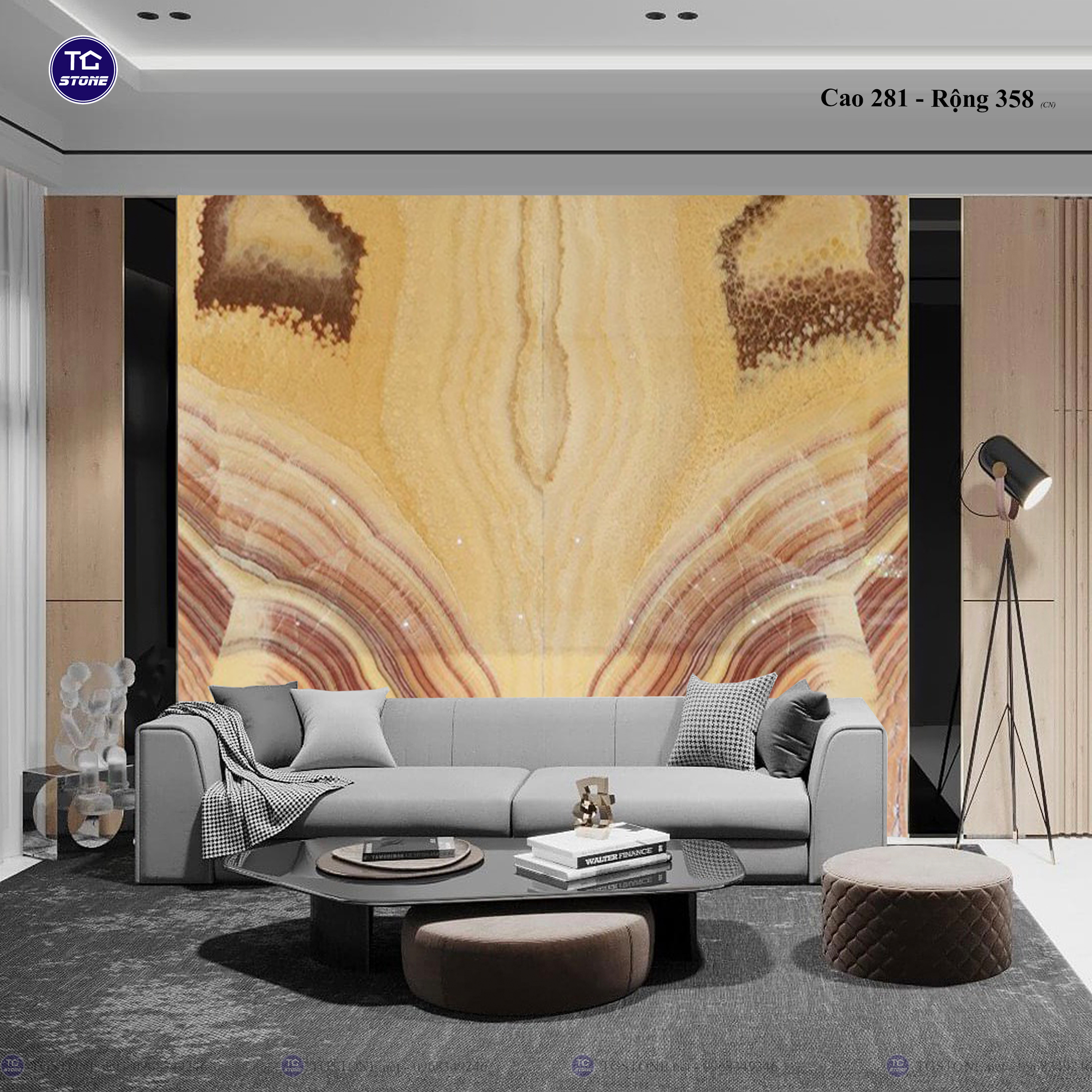 Tranh Đá Đối Xứng Tự Nhiên Xuyên Sáng Onyx 419