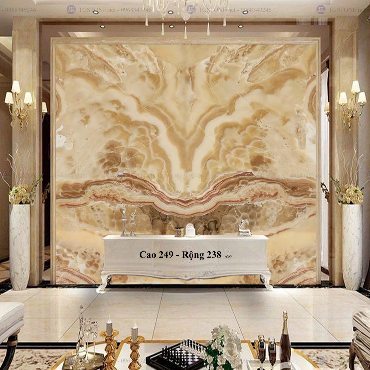 Tranh Đá Đối Xứng Tự Nhiên Xuyên Sáng Onyx 42