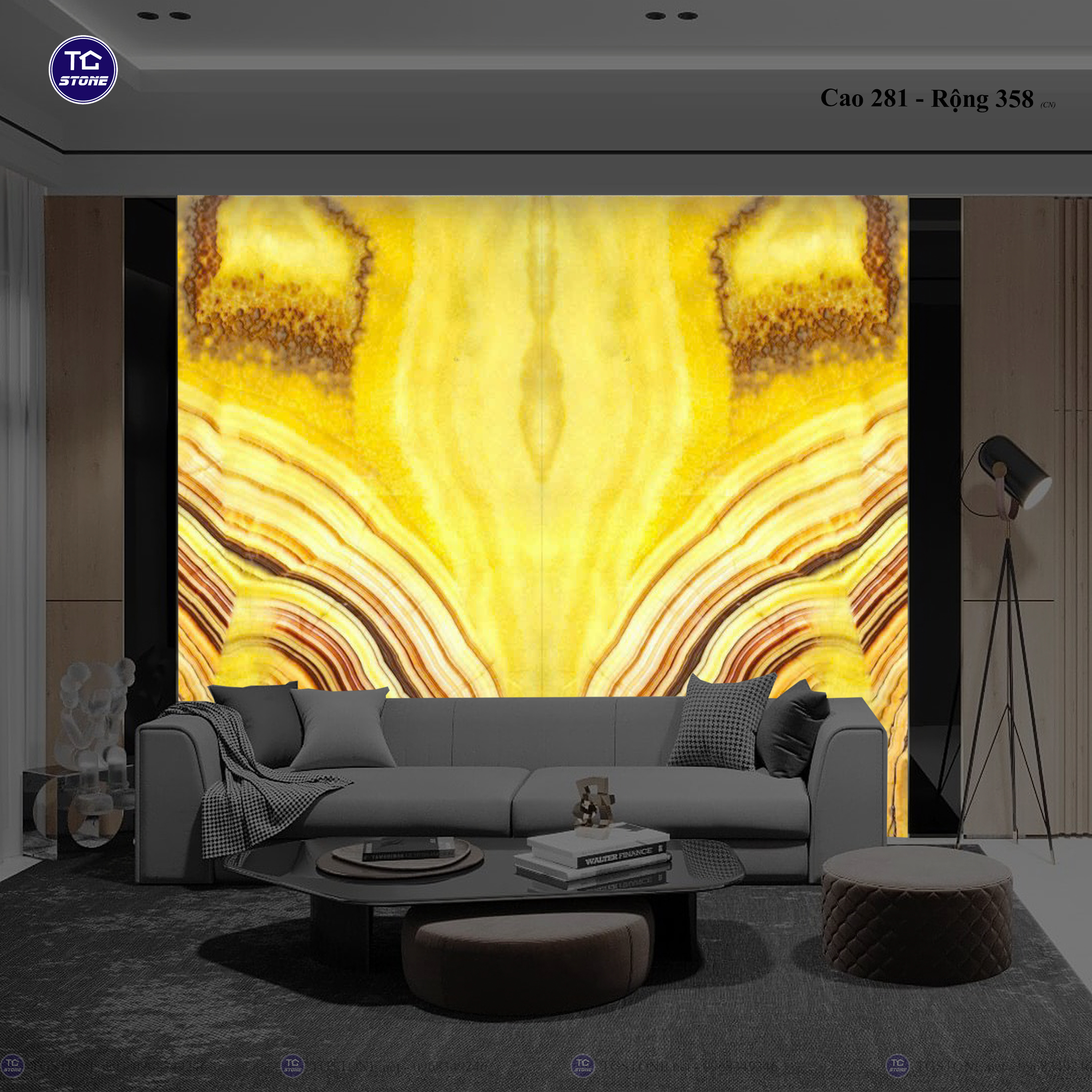 Tranh Đá Đối Xứng Tự Nhiên Xuyên Sáng Onyx 421