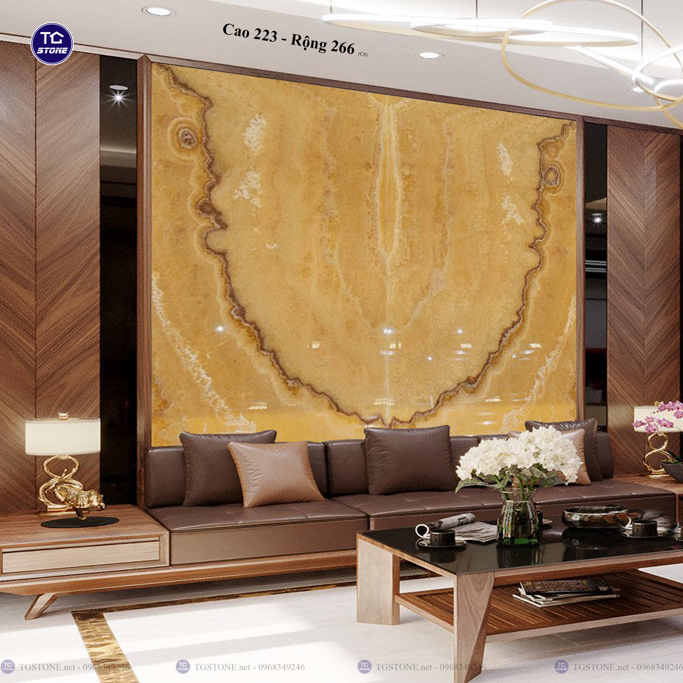 Tranh Đá Đối Xứng Tự Nhiên Xuyên Sáng Onyx 423